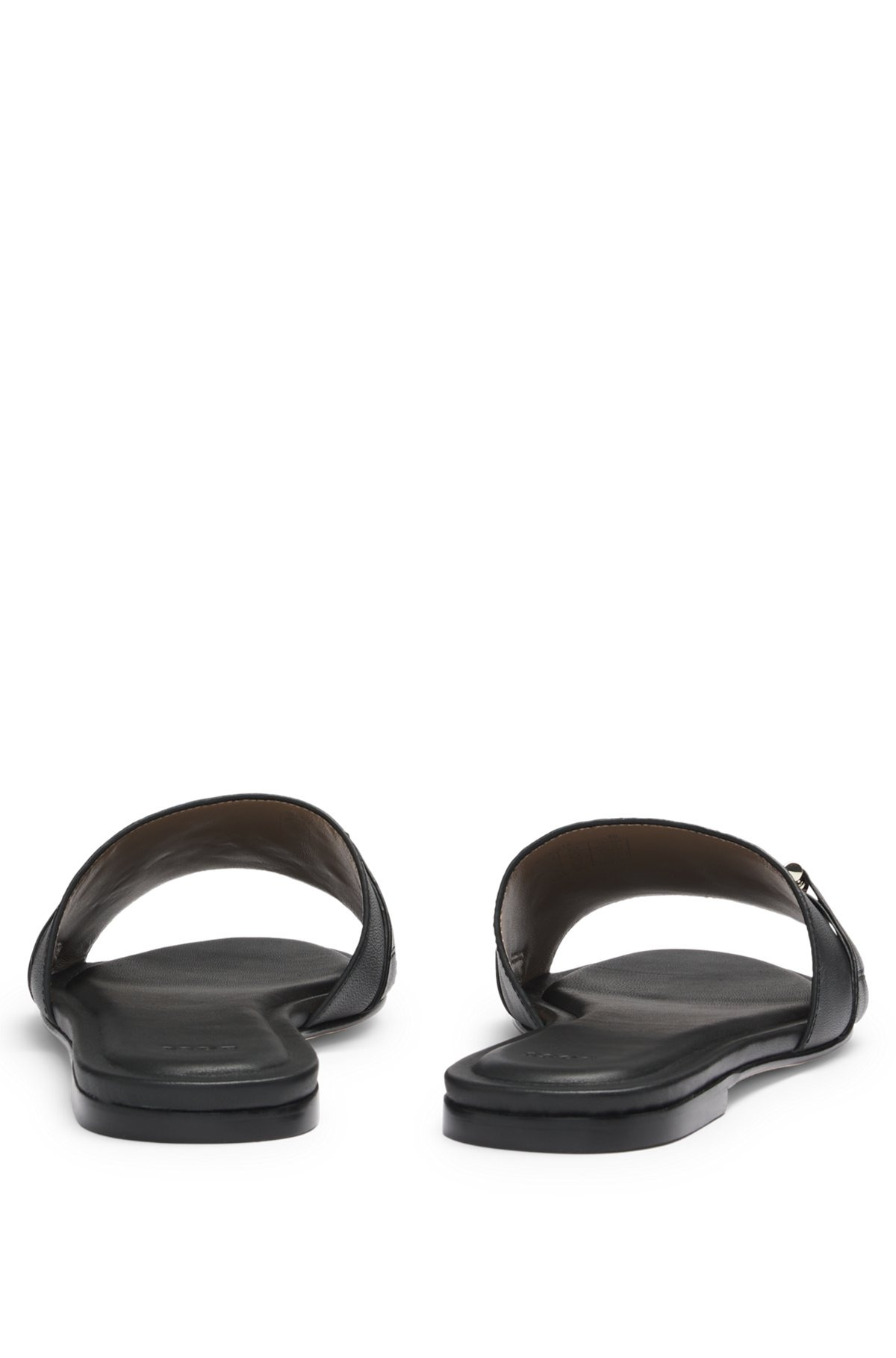 LEATHER SLIDES WITH GOLD-TONE DOUBLE B MONOGRAM - 6