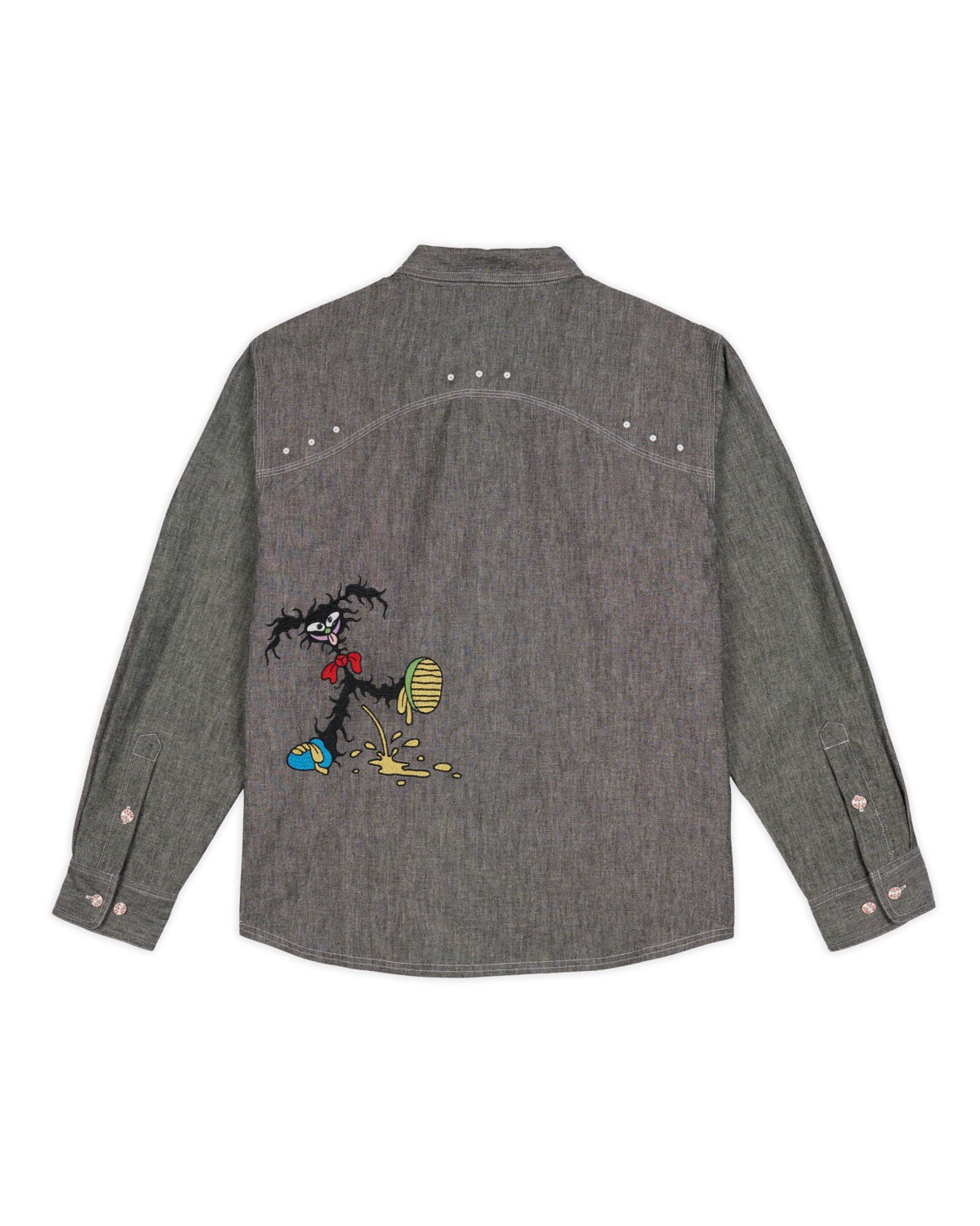 Garden Party Chambray Button Up Shirt - Gray - 2