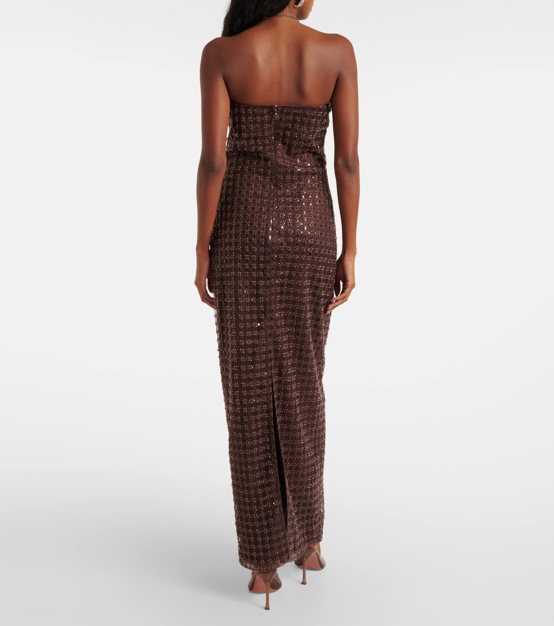 Beaded strapless maxi dress - 3