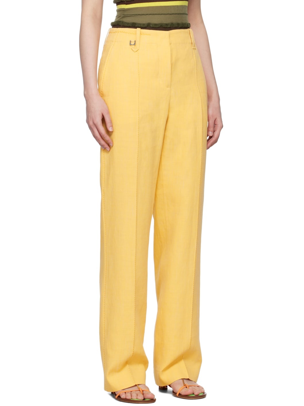 Yellow Le Raphia 'Le Pantalon Cordao' Trousers - 2