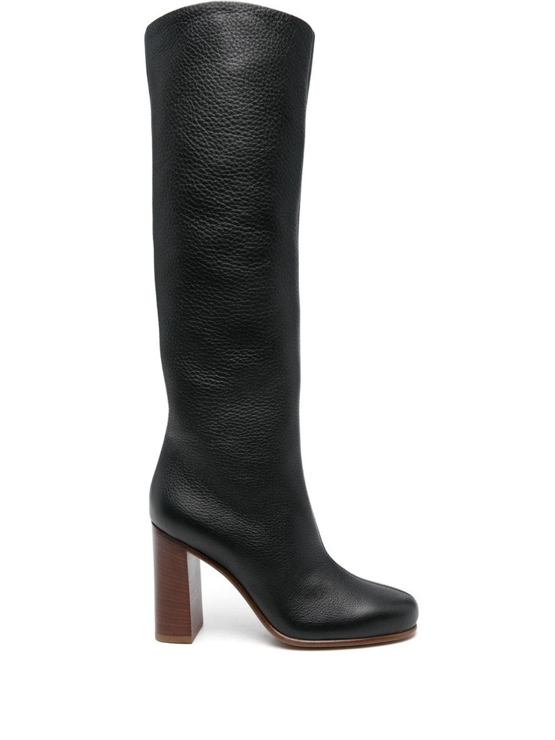 KHAITE Willow textured-leather knee boots outlook