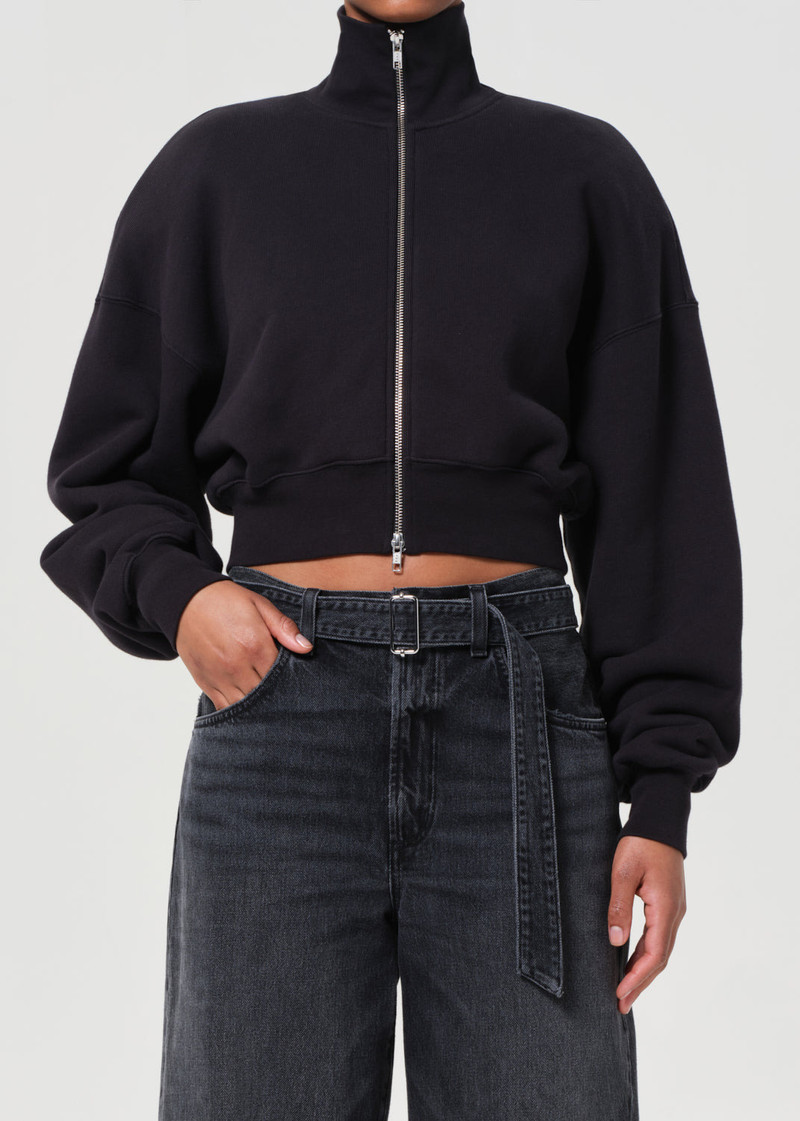 DARBY ZIP UP IN WASHED BLACK 1