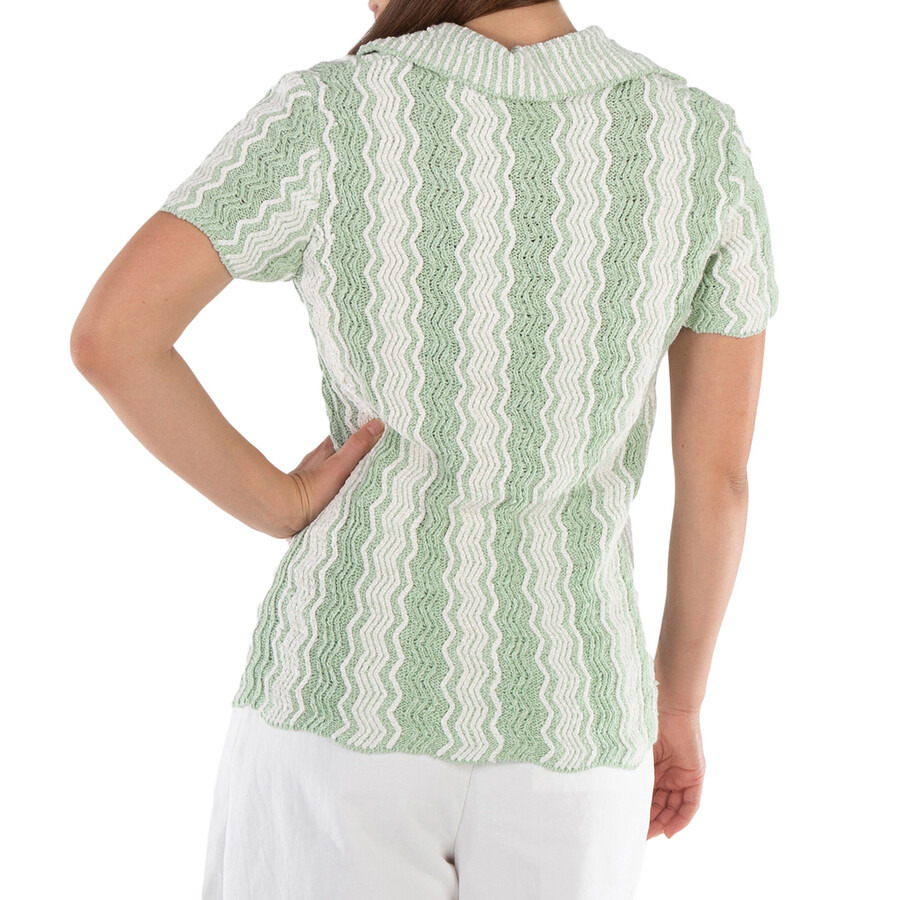 Open Box - Jil Sander Ladies Acid Green Cotton-Blend Knit Polo Top, Brand Size 34 (US Size 2) - 3