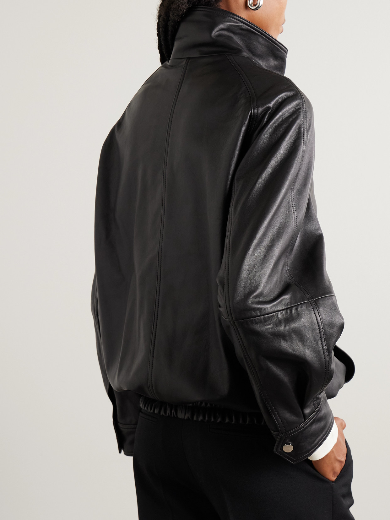 Ariste Oversized Paneled Leather Jacket - 3