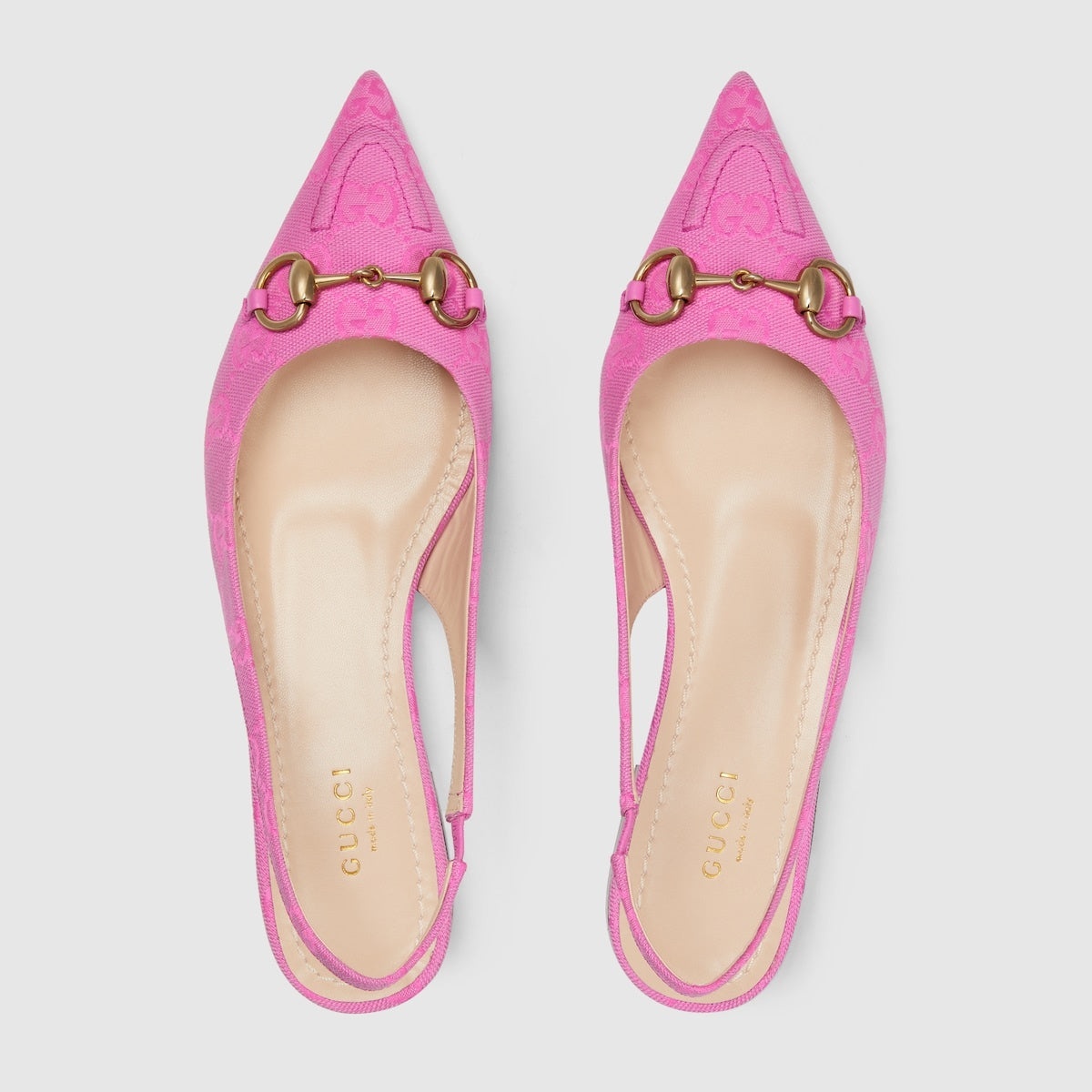 Gucci Horsebit GG Canvas Slingback Ballet Flats - 3