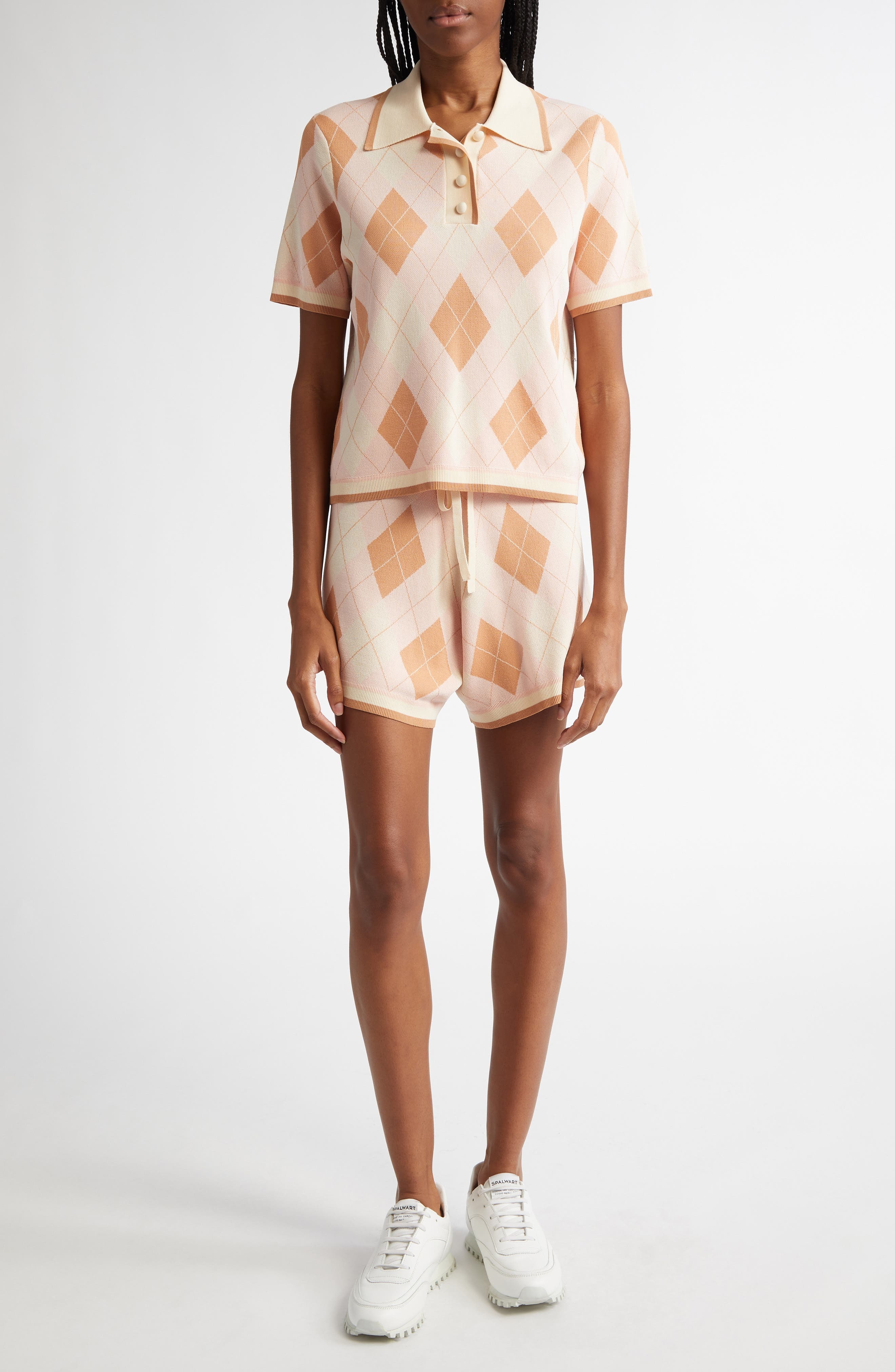 Zimmermann Acacia Argyle Piqué Knit Polo in Pink Argyle at Nordstrom - 2