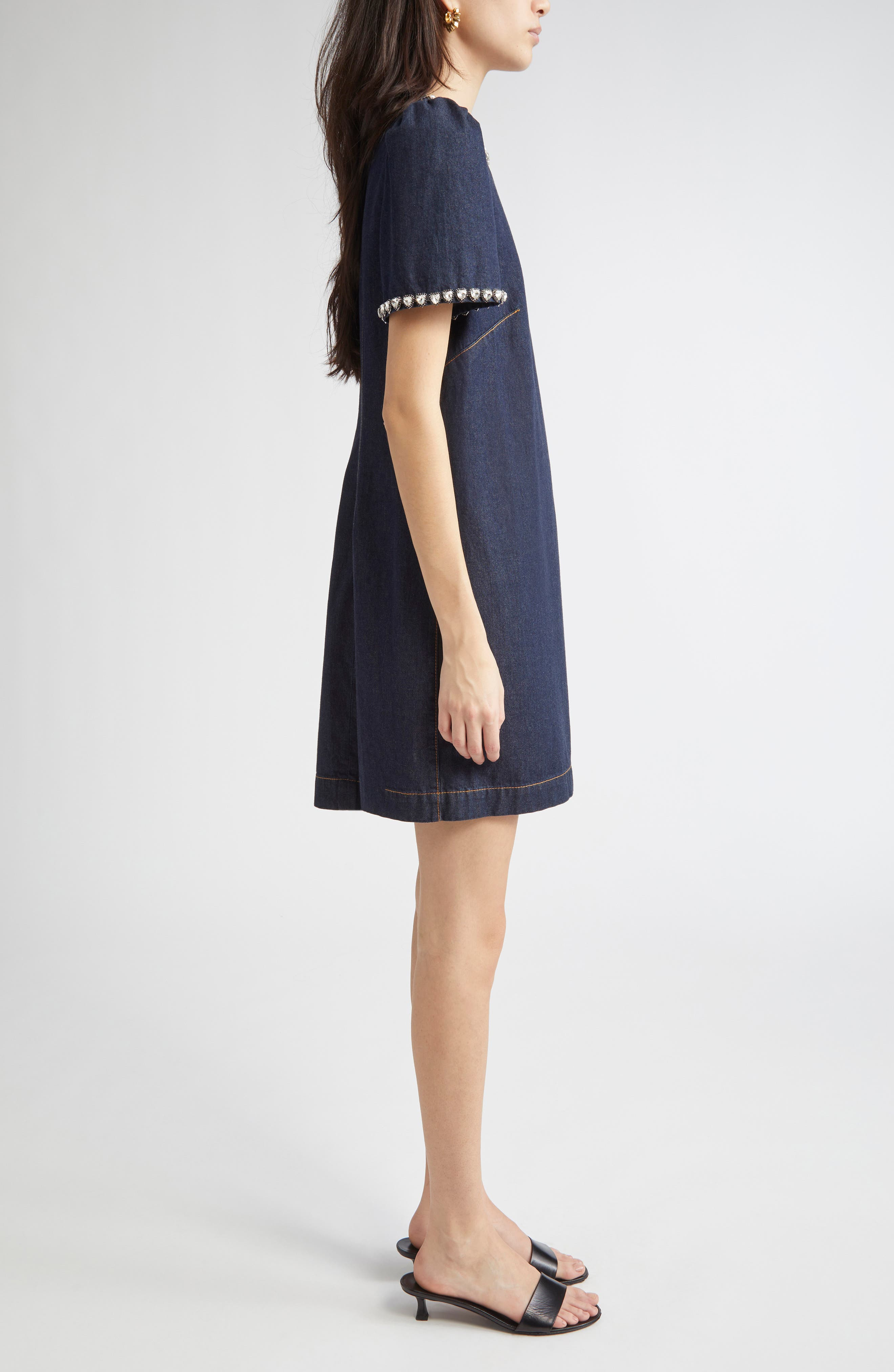 Zimmermann Crystal Embellished Denim Minidress in Night Sky at Nordstrom - 3