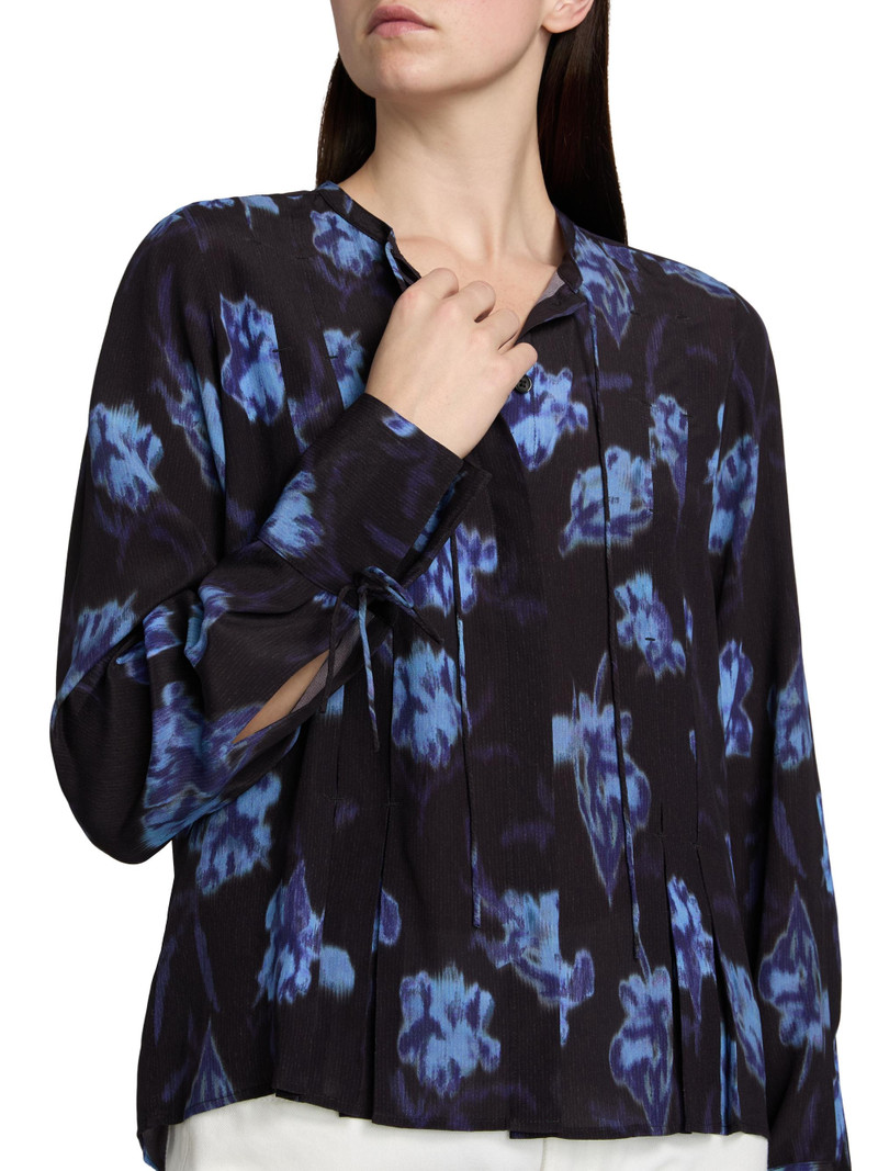 Women's Arden Printed Pleated Blouse - Dark Floral Print 6
