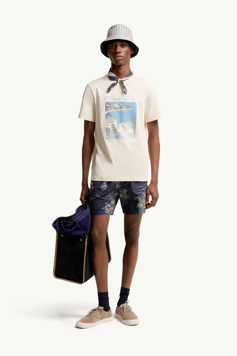 Moncler Seaside Print Cotton T-Shirt outlook