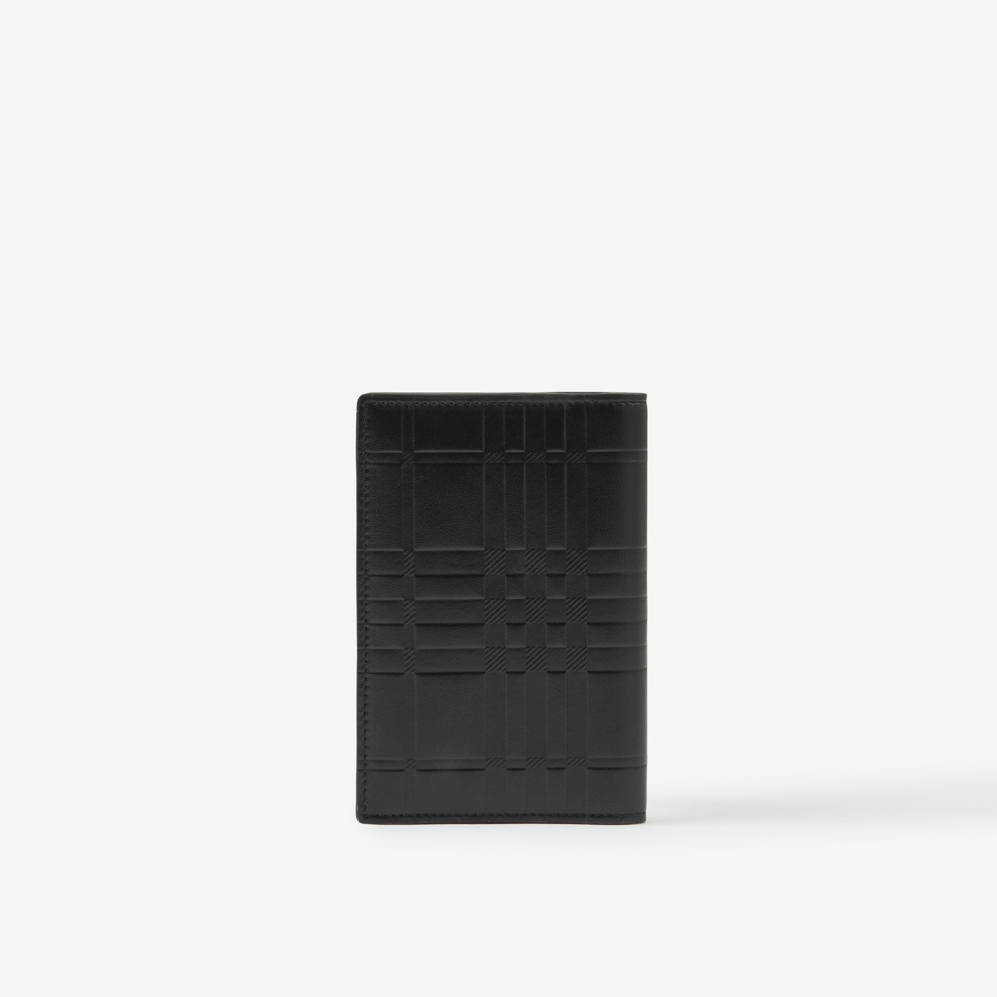 Embossed Check Leather Passport Holder - 3