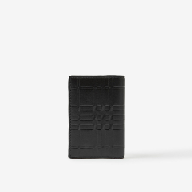 Embossed Check Leather Passport Holder 3