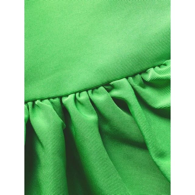 Green short dress with ruffles and flounces - 5