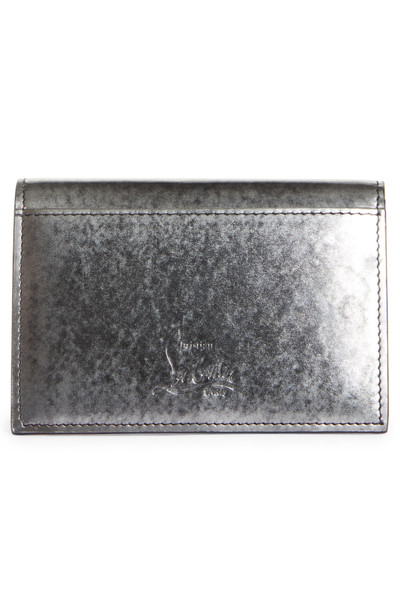 Christian Louboutin Christian Louboutin Happy Rui Sifnos Brushed Leather Card Case in Silver-Black/Gun Metal at Nordstro outlook