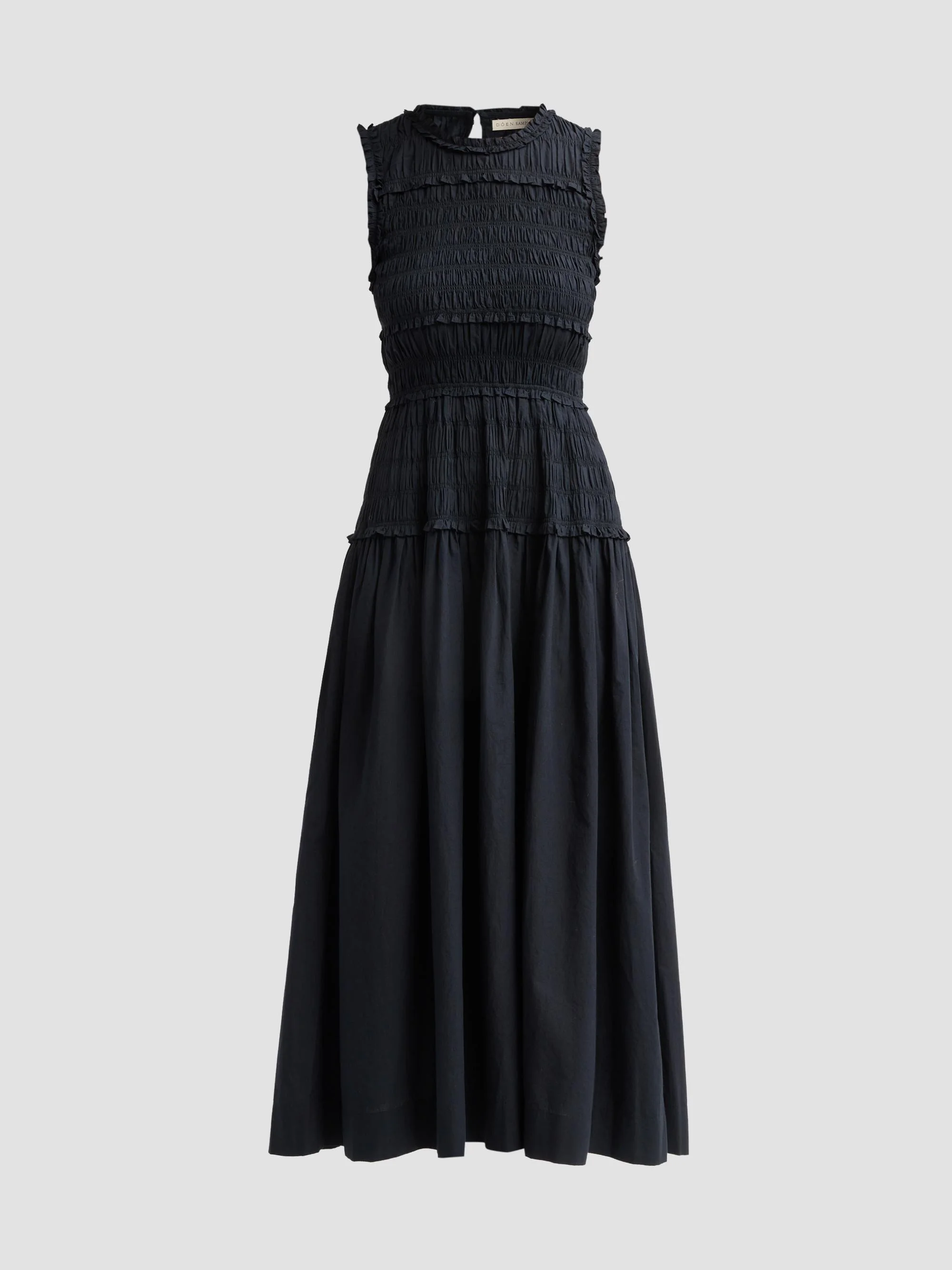 Women's Mallory Smocked Cotton Midi Dress - Black - 1