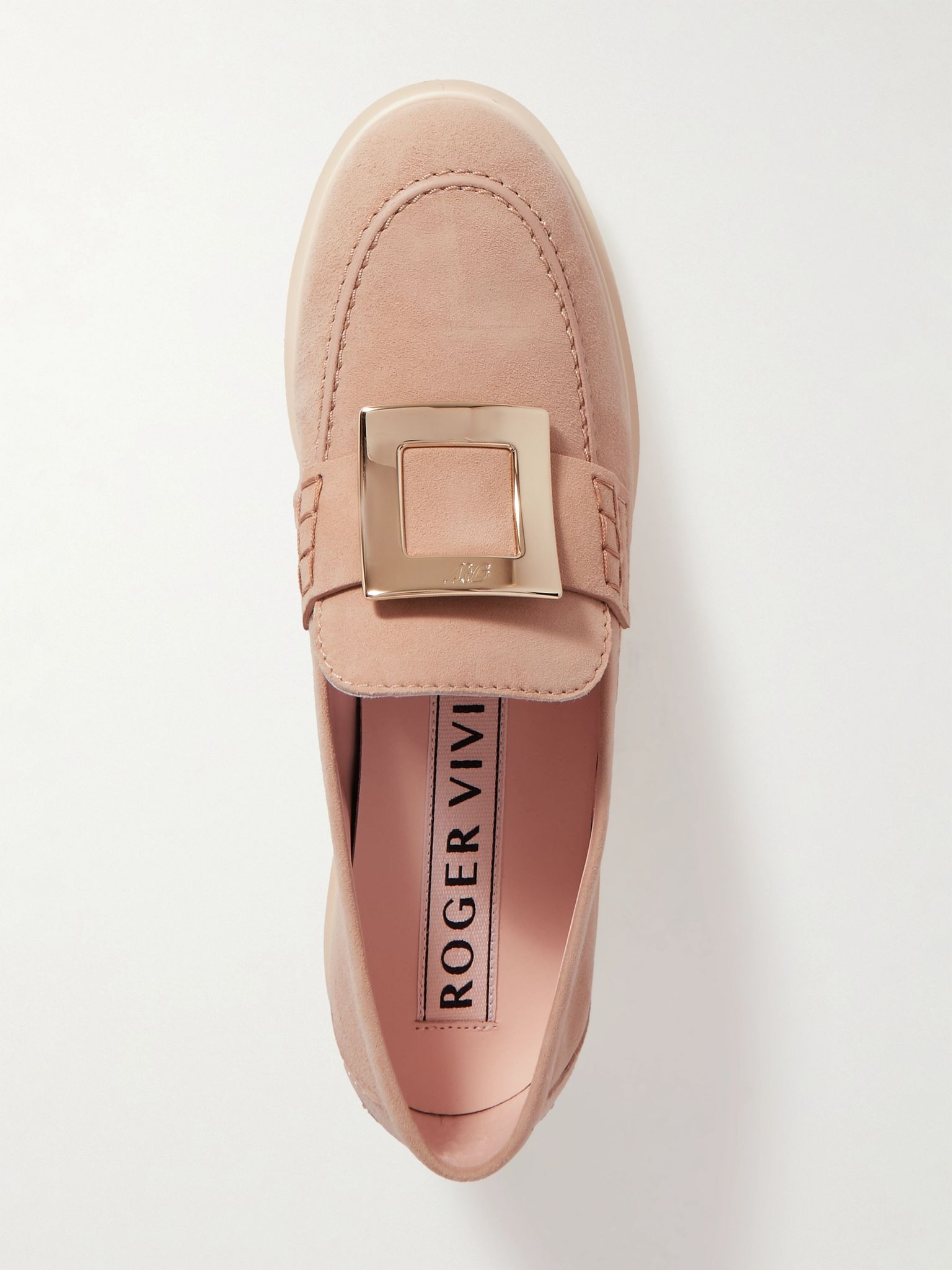 Embellished suede loafers Beige - 5