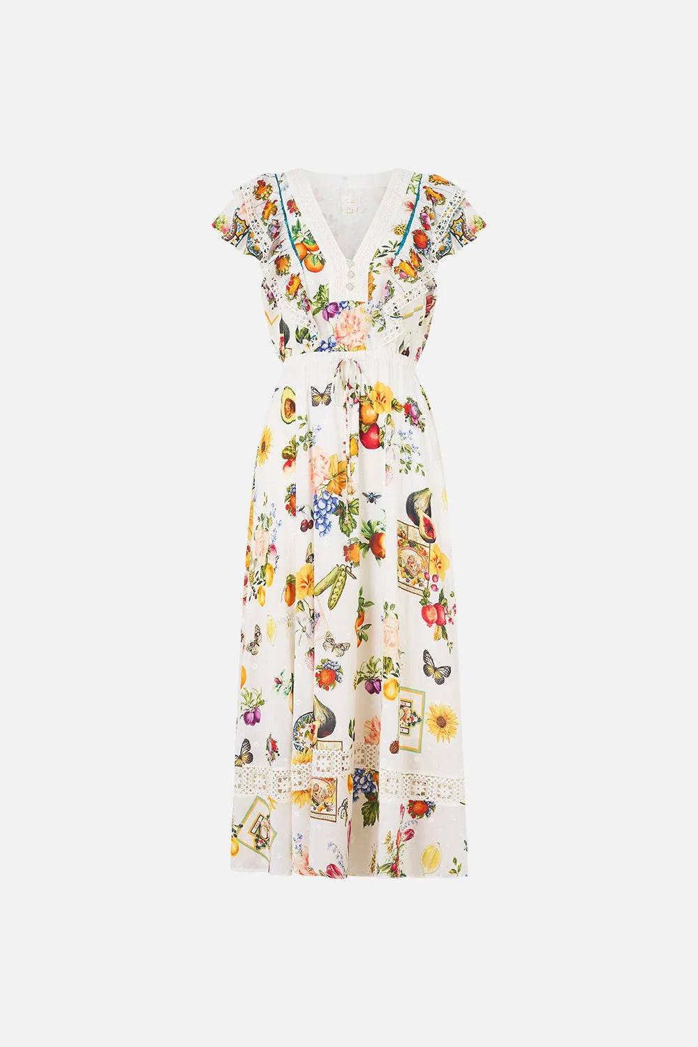 FLUTTER SLEEVE MIDI DRESS WITH FRILL DETAIL MAGIC OF THE MERCADO - 1