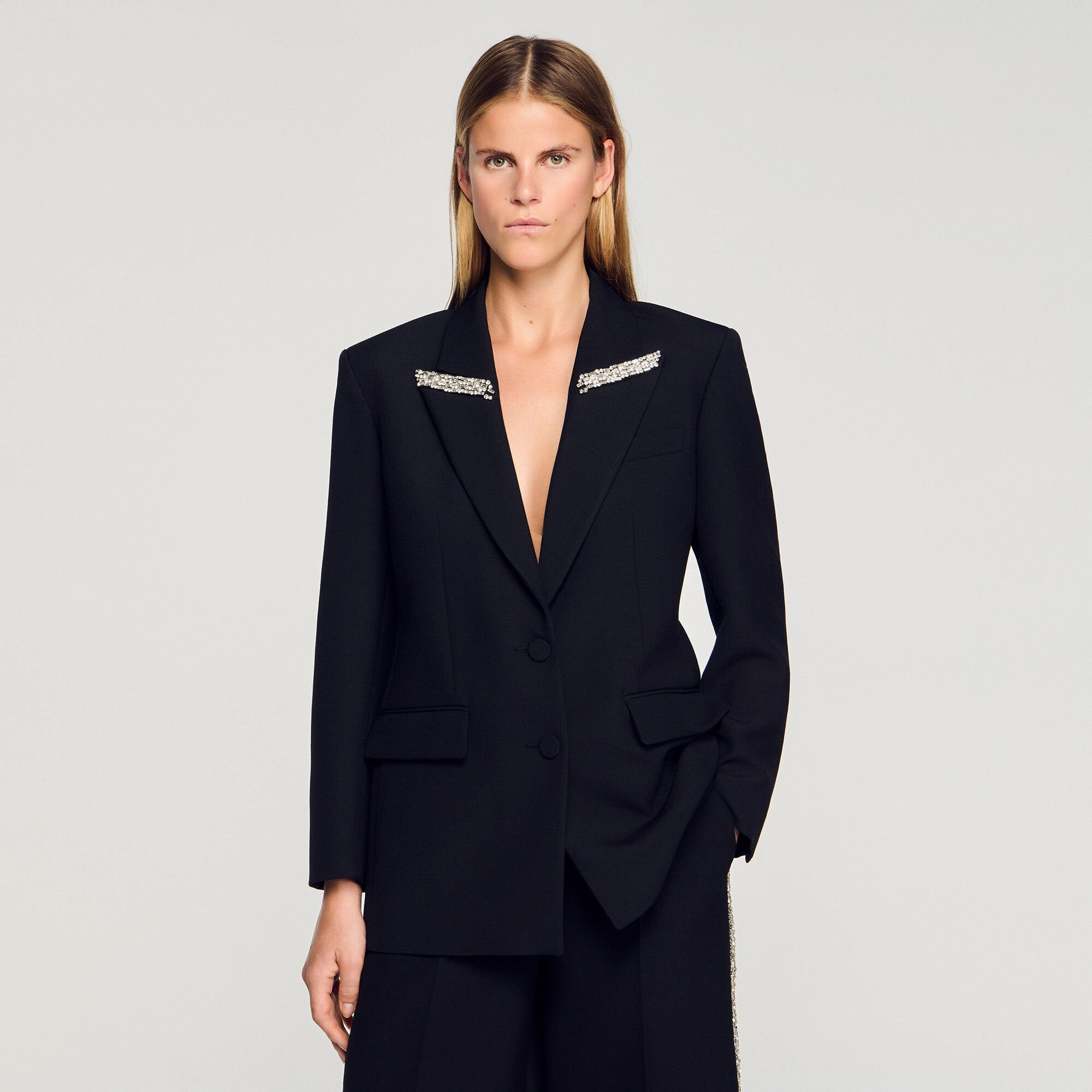 JACKET WITH RHINESTONE STRIPE - 4