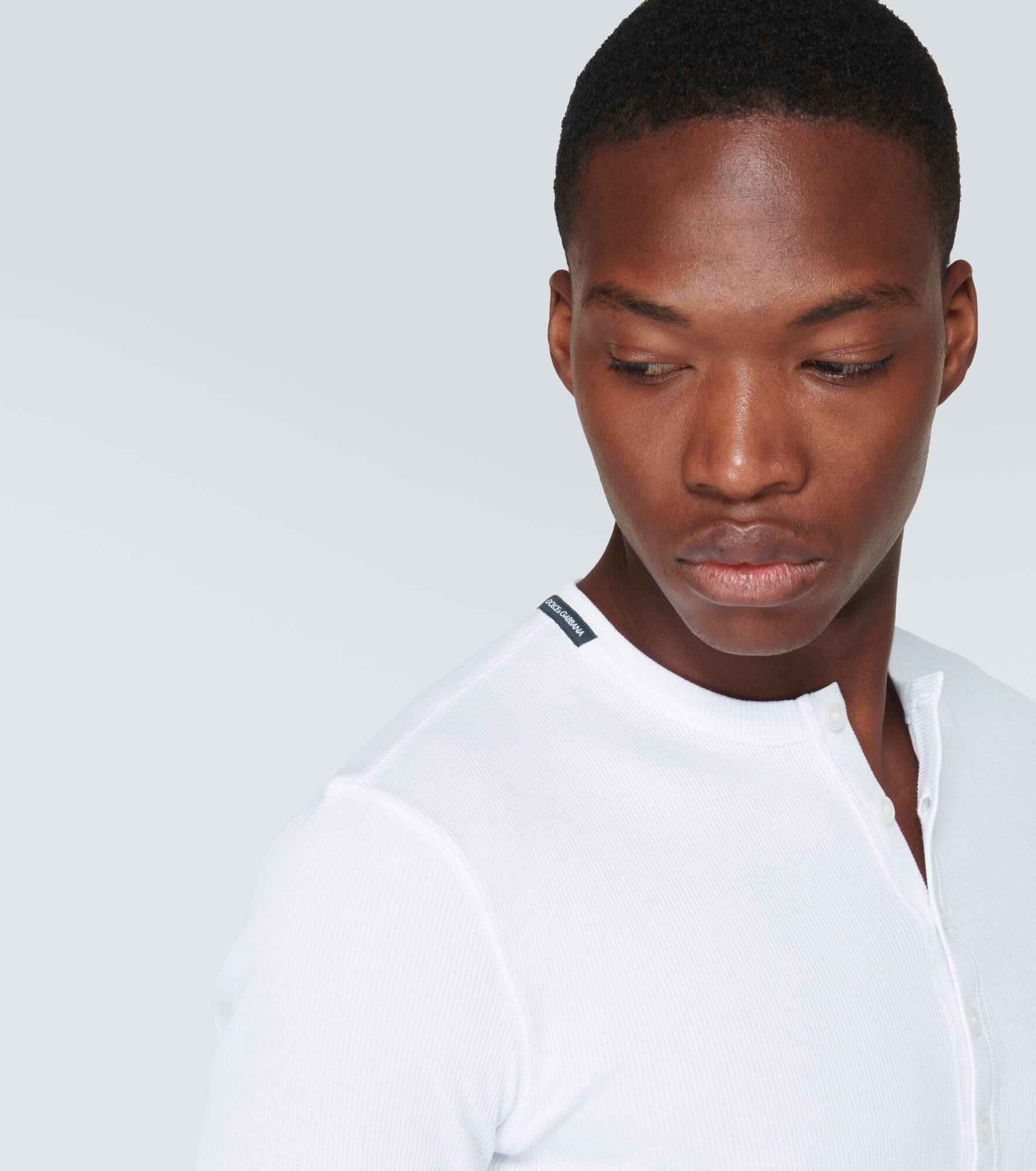 Re-Edition cotton jersey Henley shirt - 5