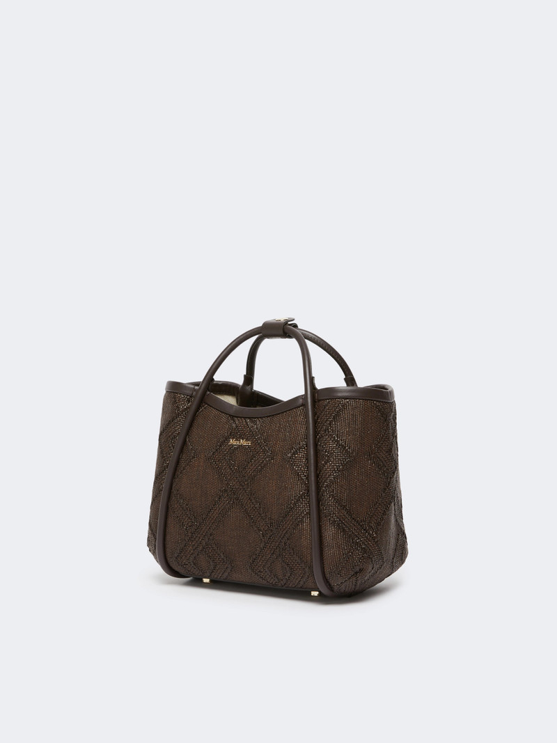 Max Mara Extra-small Marine bag in diamond-patterned basketweave - DARK BROWN outlook