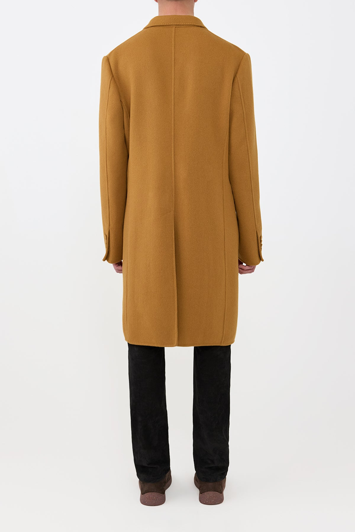 Peter Coat in Yellow Ochre Double-Face Recycled Cashmere - 4