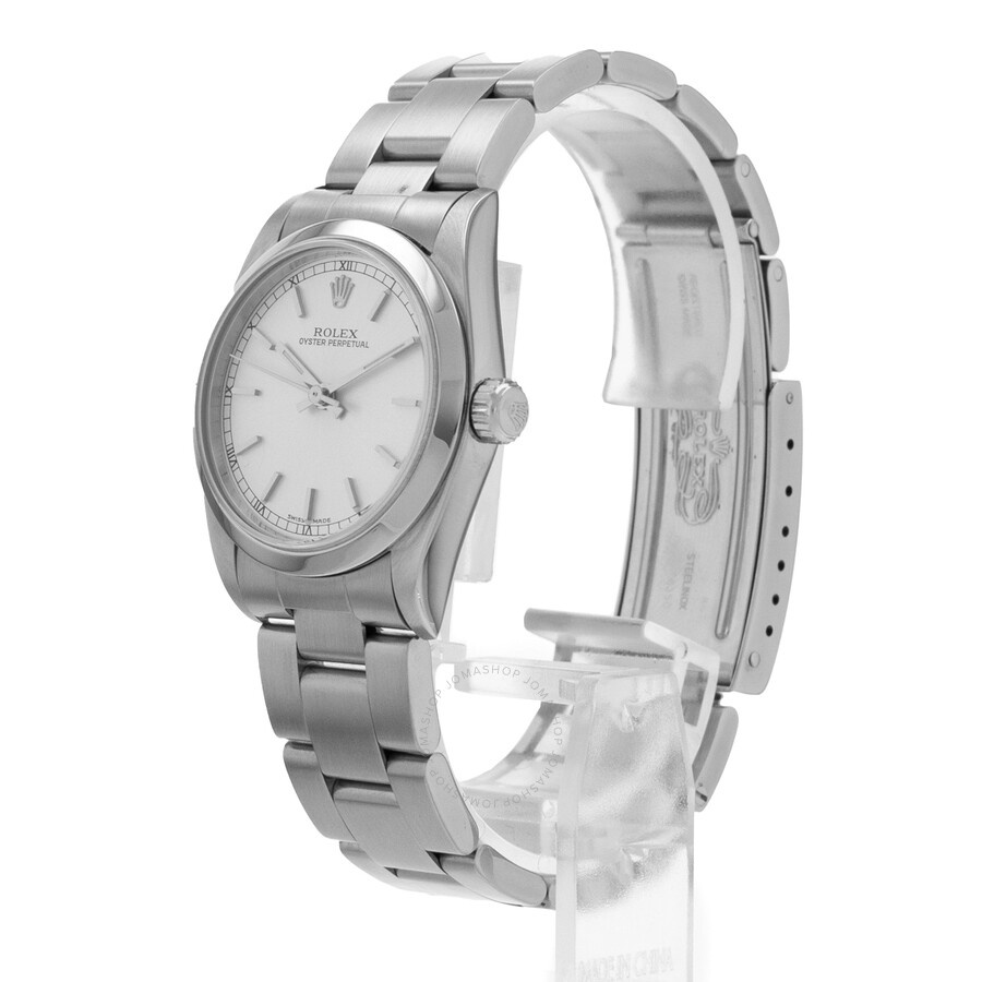 Pre-owned Rolex Oyster Perpetual 31 Automatic Silver Dial Ladies Watch 77080 SSO - 4