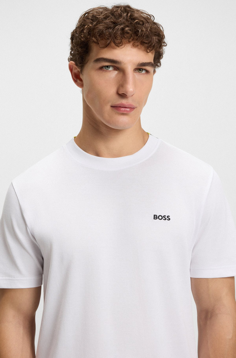 COTTON-PIQUÉ T-SHIRT WITH JACQUARD-WOVEN BACK COLLAR 3