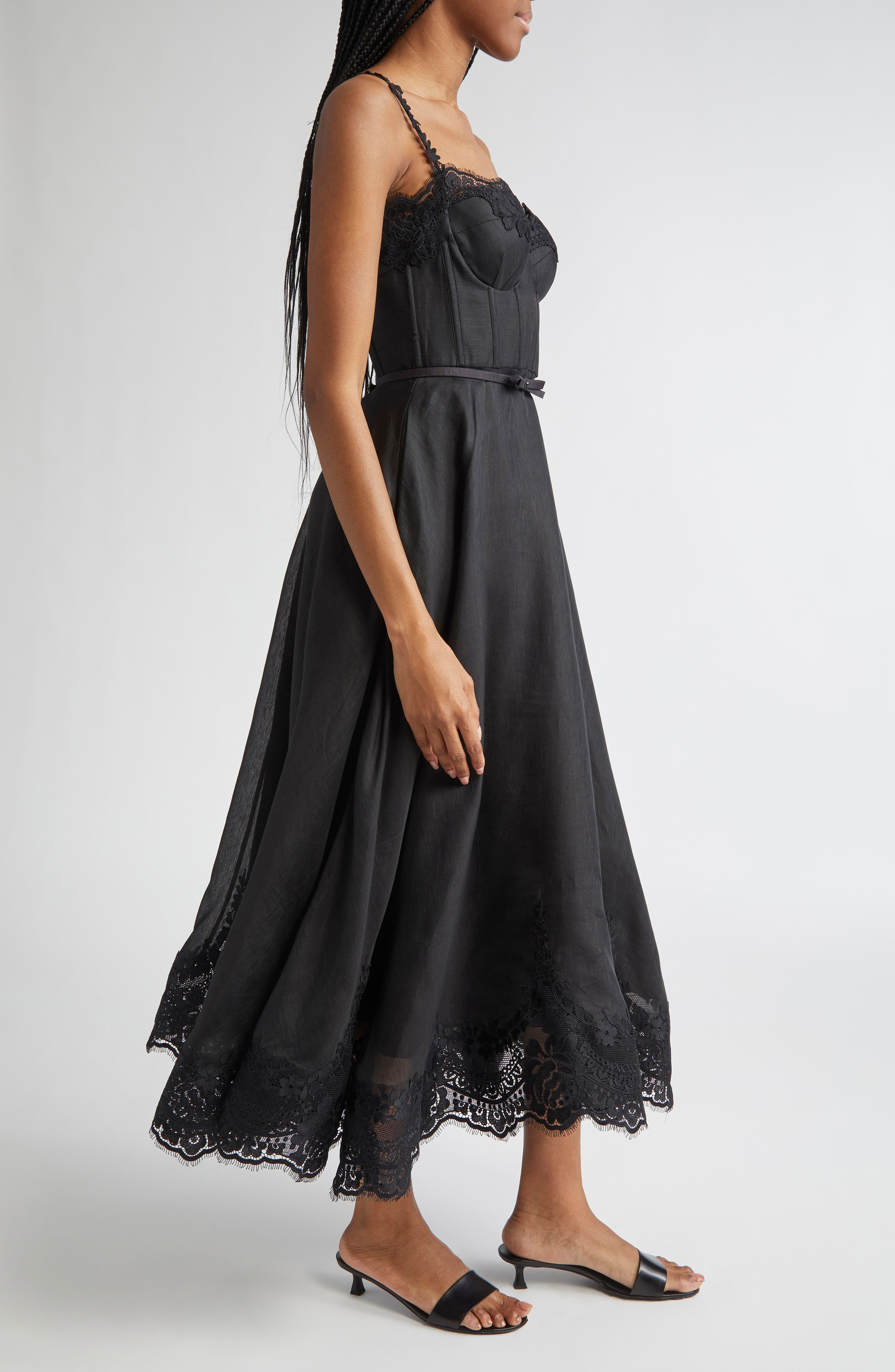 Zimmermann Hypnotic Lace Trim Corset Dress in Black at Nordstrom - 3