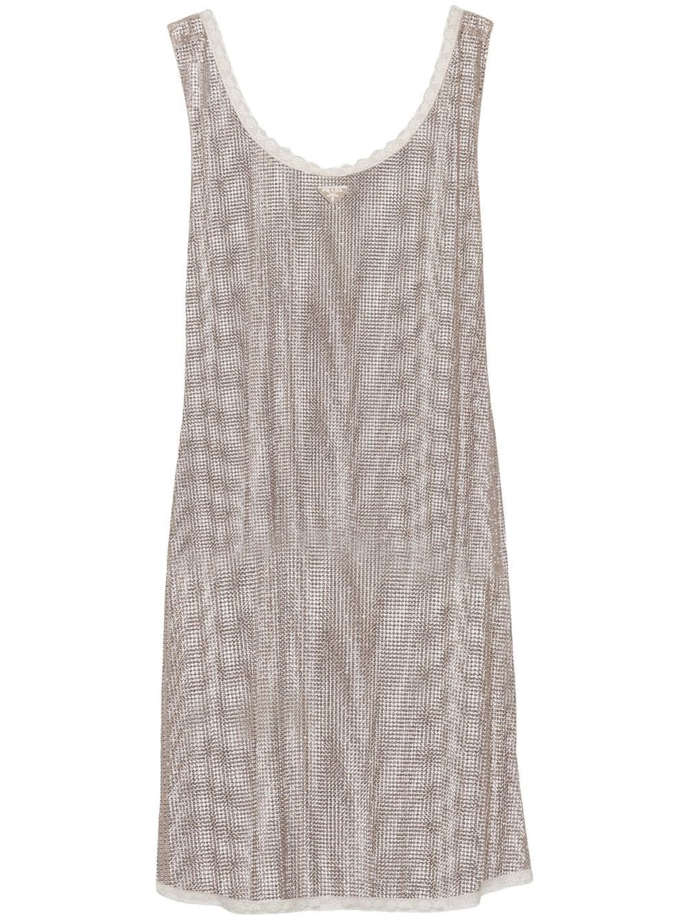 rhinestone-embellished mesh minidress - 1