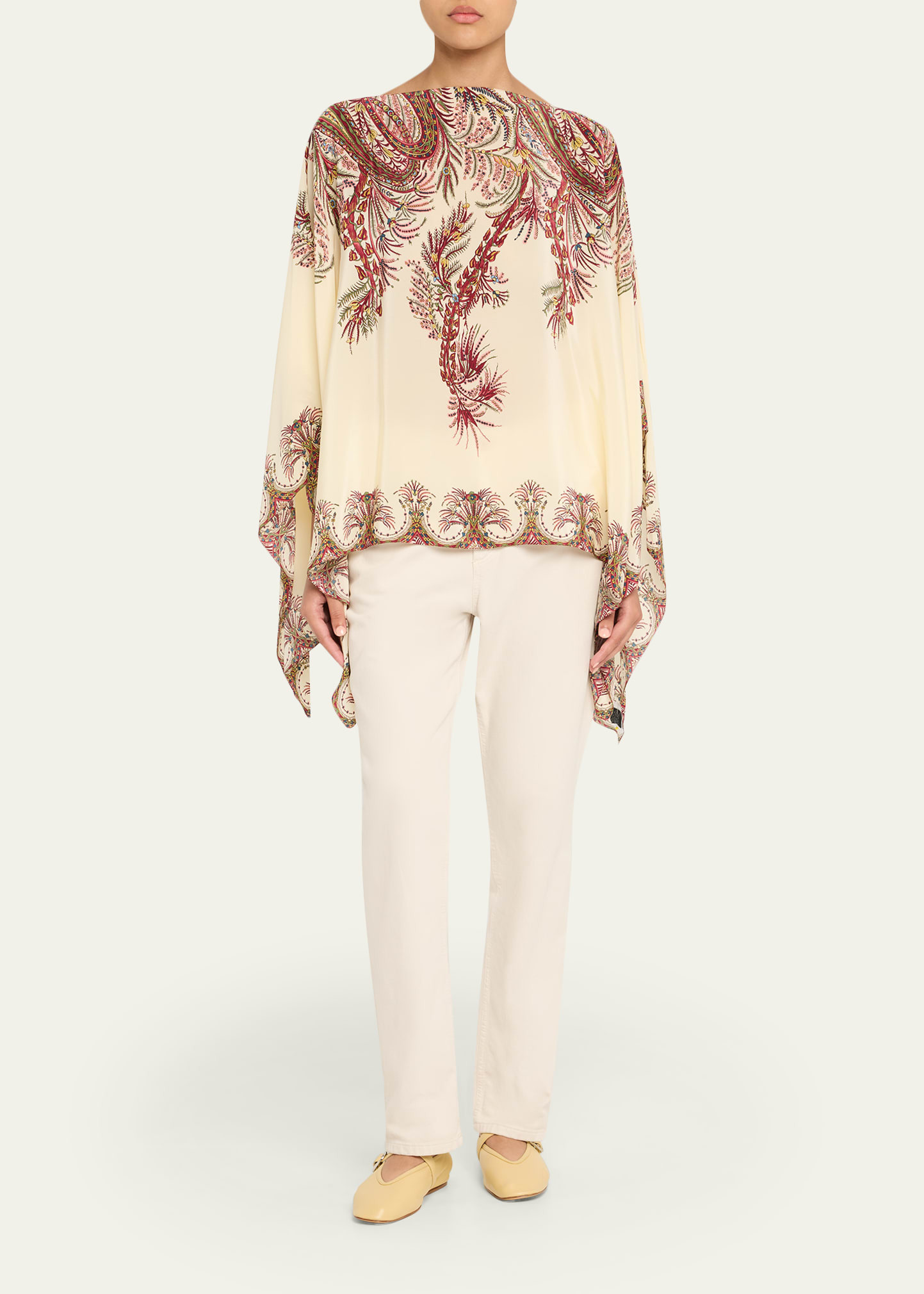 Printed Silk Poncho - 2