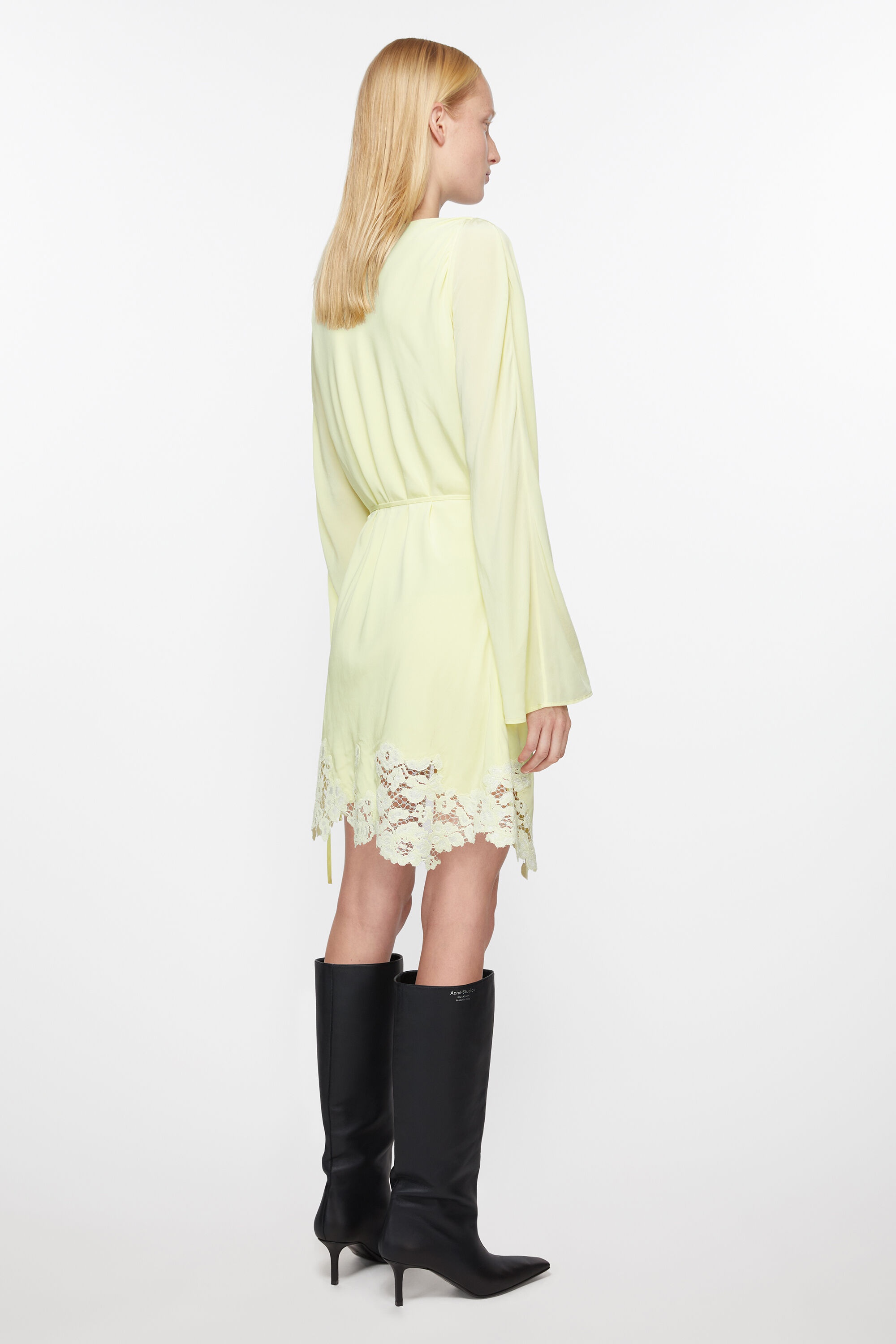 Lace trim dress - Fluo yellow - 3