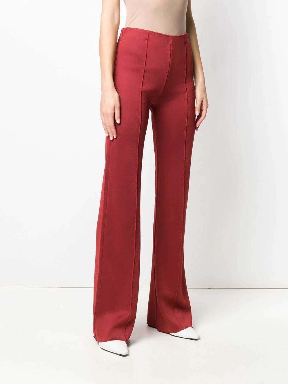 piped seams flared trousers - 3