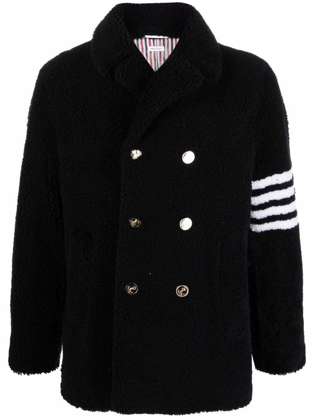 4-Bar stripe shearling peacoat - 1