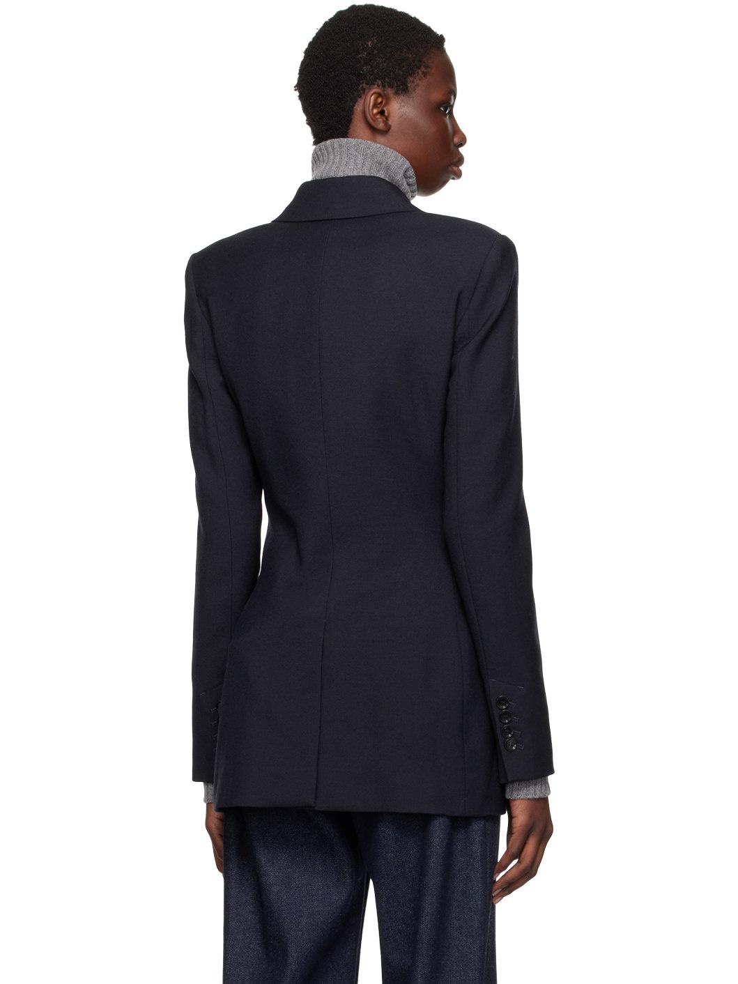 Navy Double-Breasted Blazer - 3