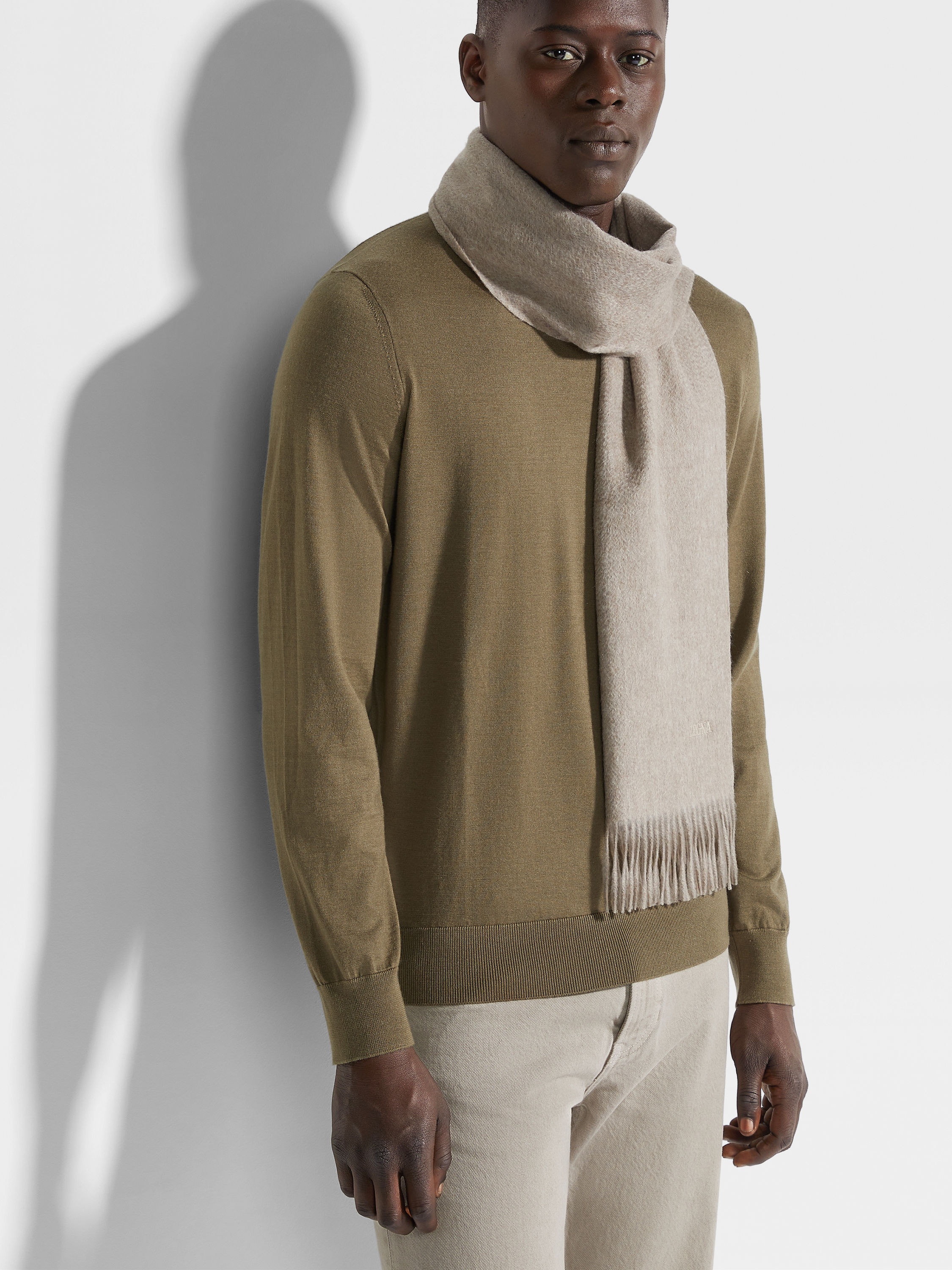 BEIGE OASI CASHMERE SCARF - 3
