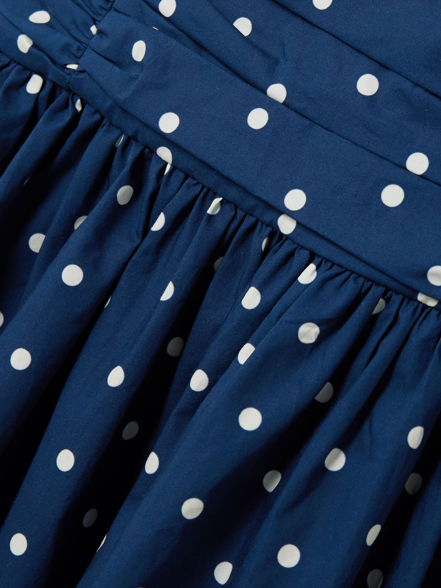 Rahi tie-detailed ruched gathered polka-dot cotton midi dress Navy - 4