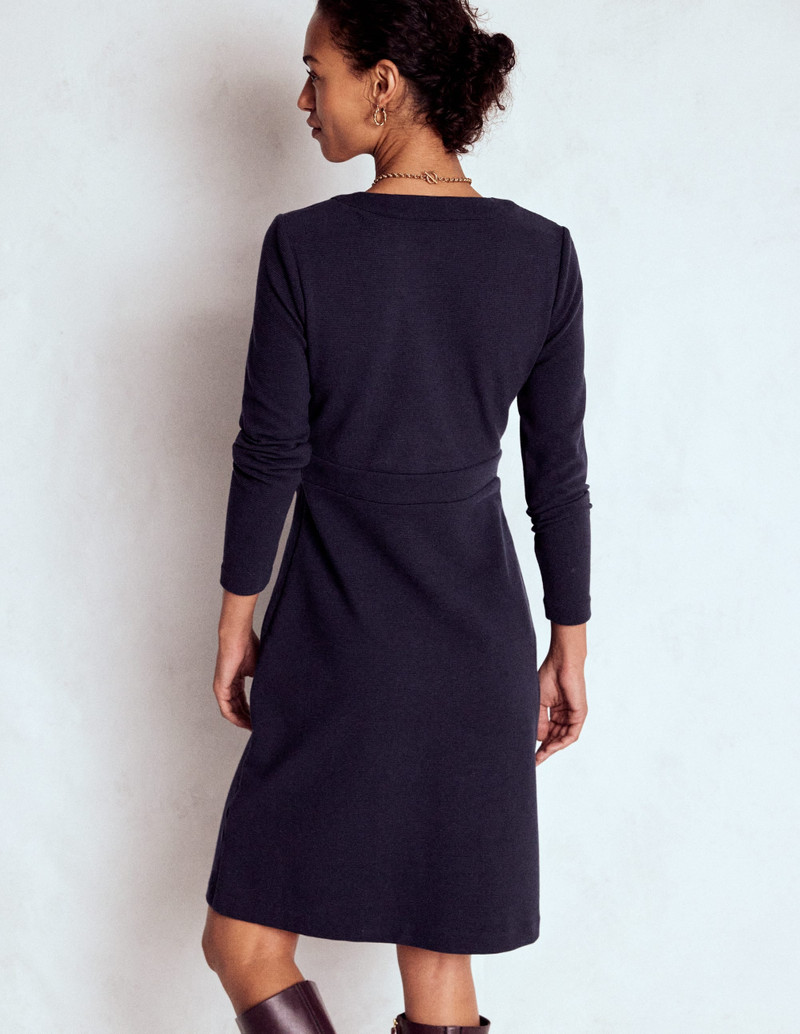 Lavinia Button Shift Dress-Navy 4