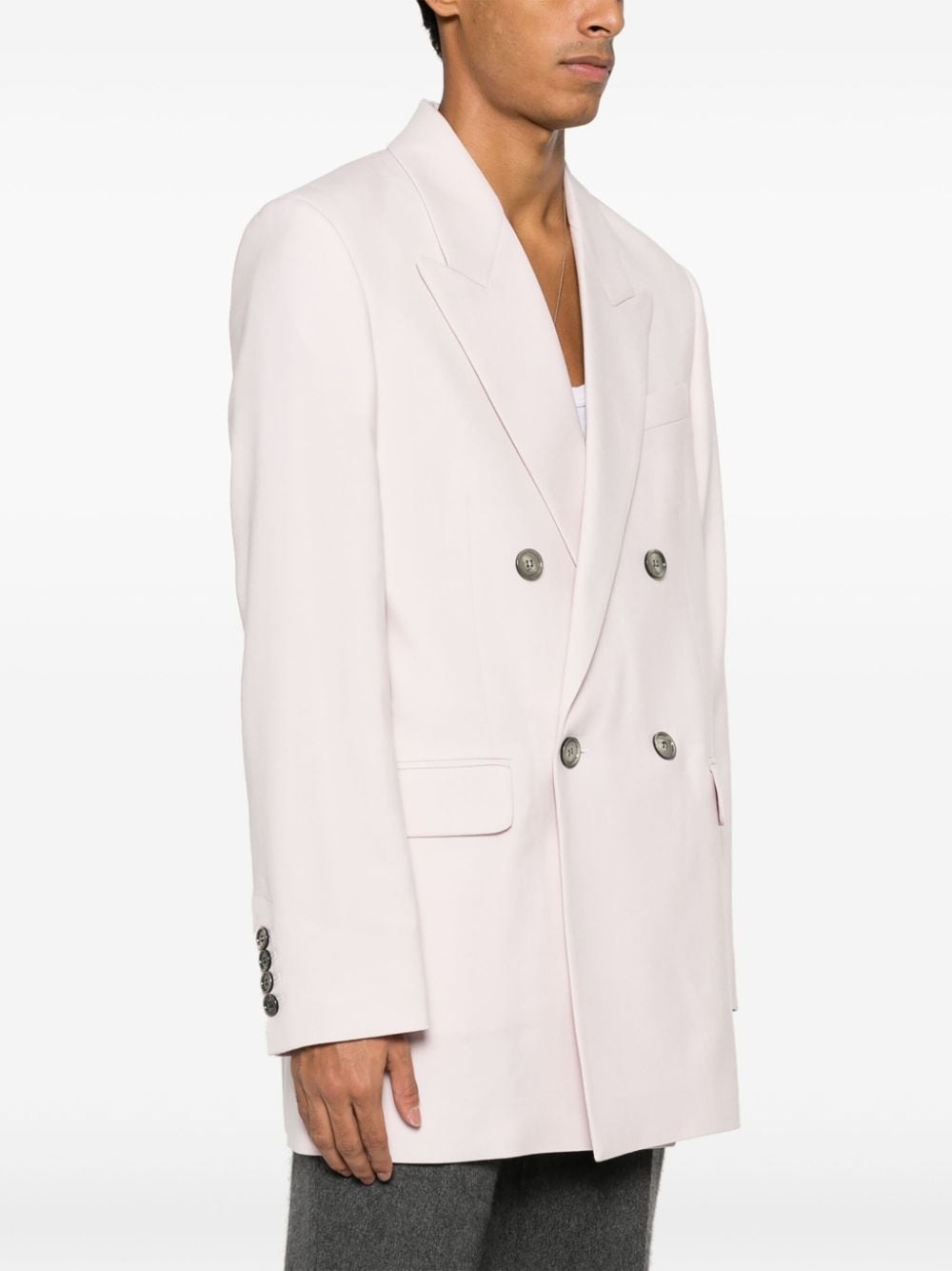 virgin wool double-breasted blazer - 6