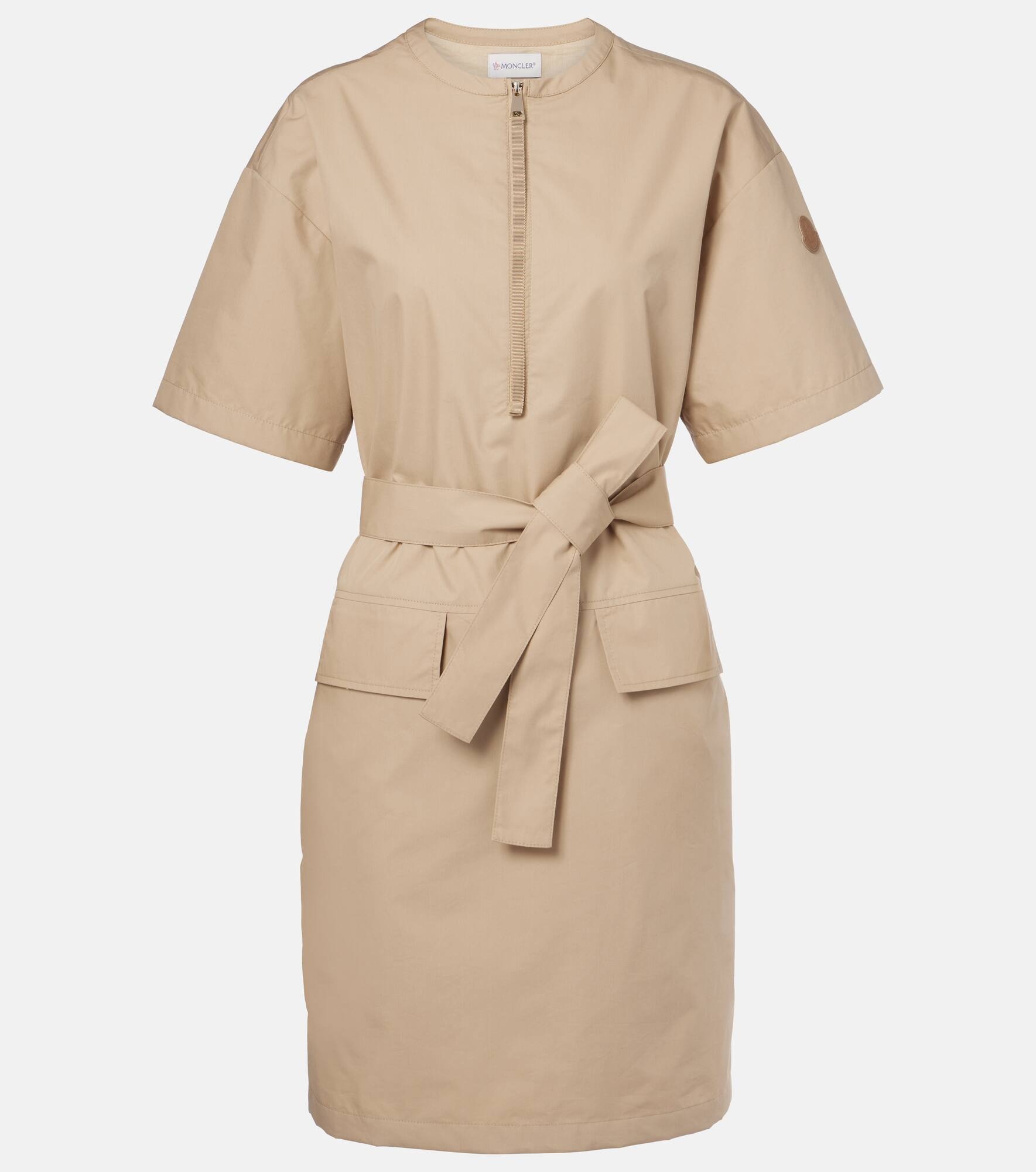 Belted cotton-blend minidress - 1