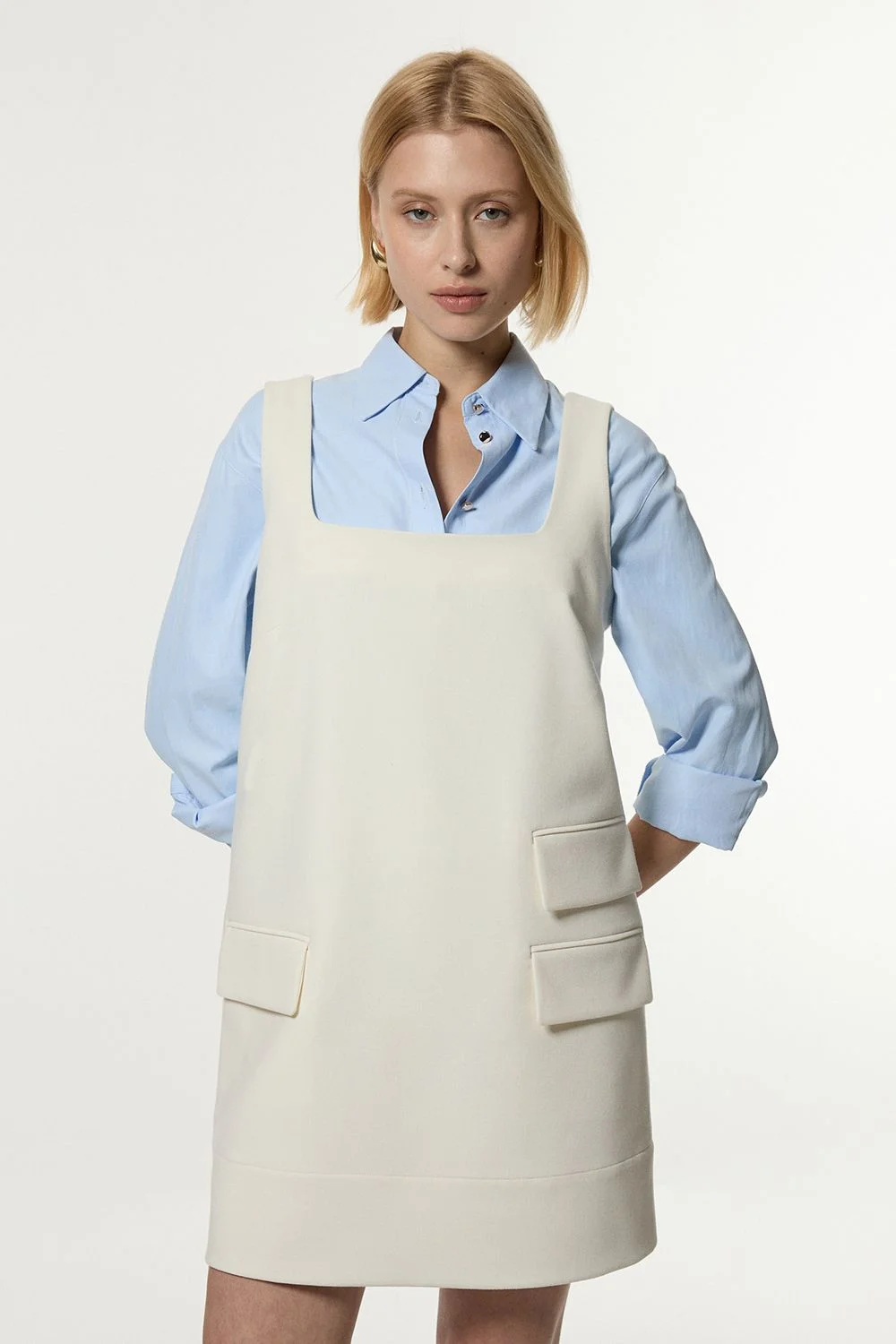Compact Stretch Essential Tailored Pocket Mini Dress - 1