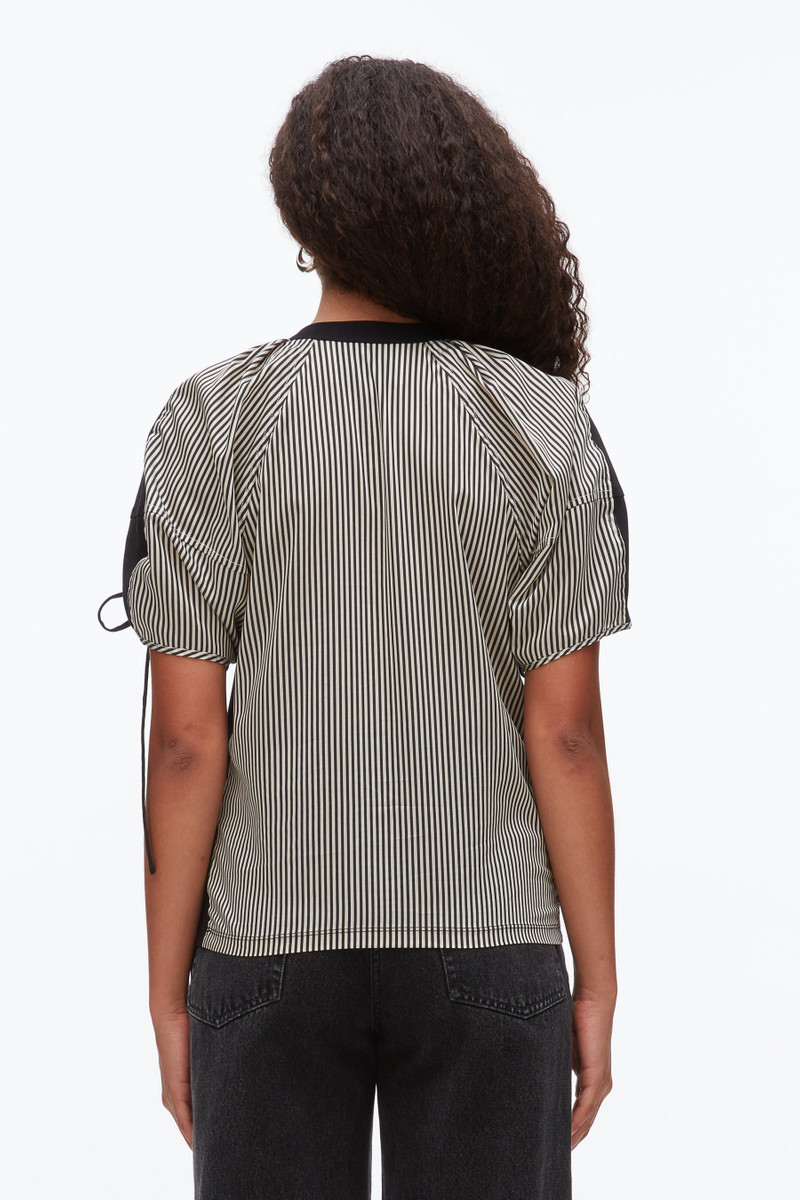 Ruched T-Shirt with Poplin Back 5