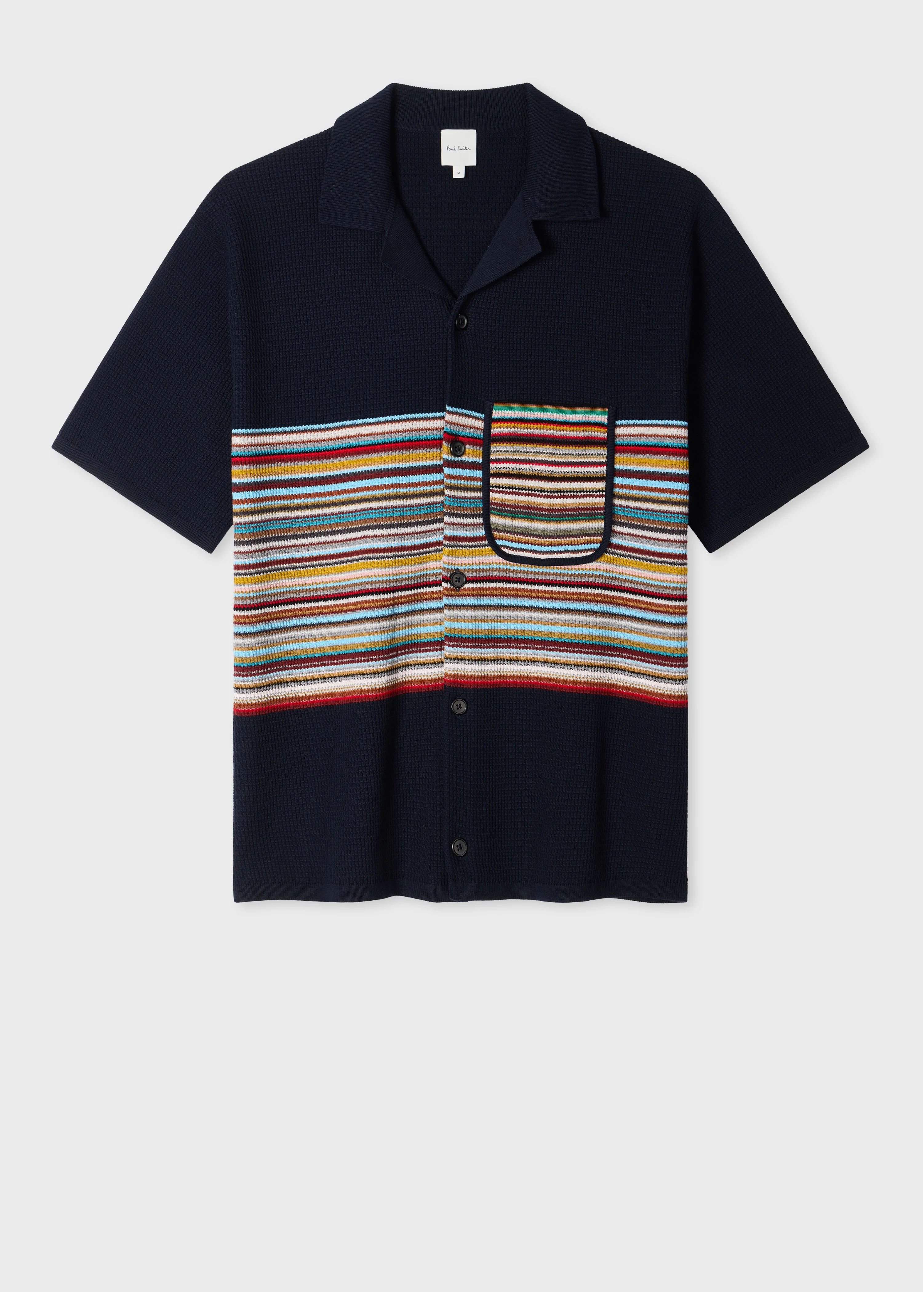 Navy Organic Cotton 'Signature Stripe' Knitted Shirt - 1