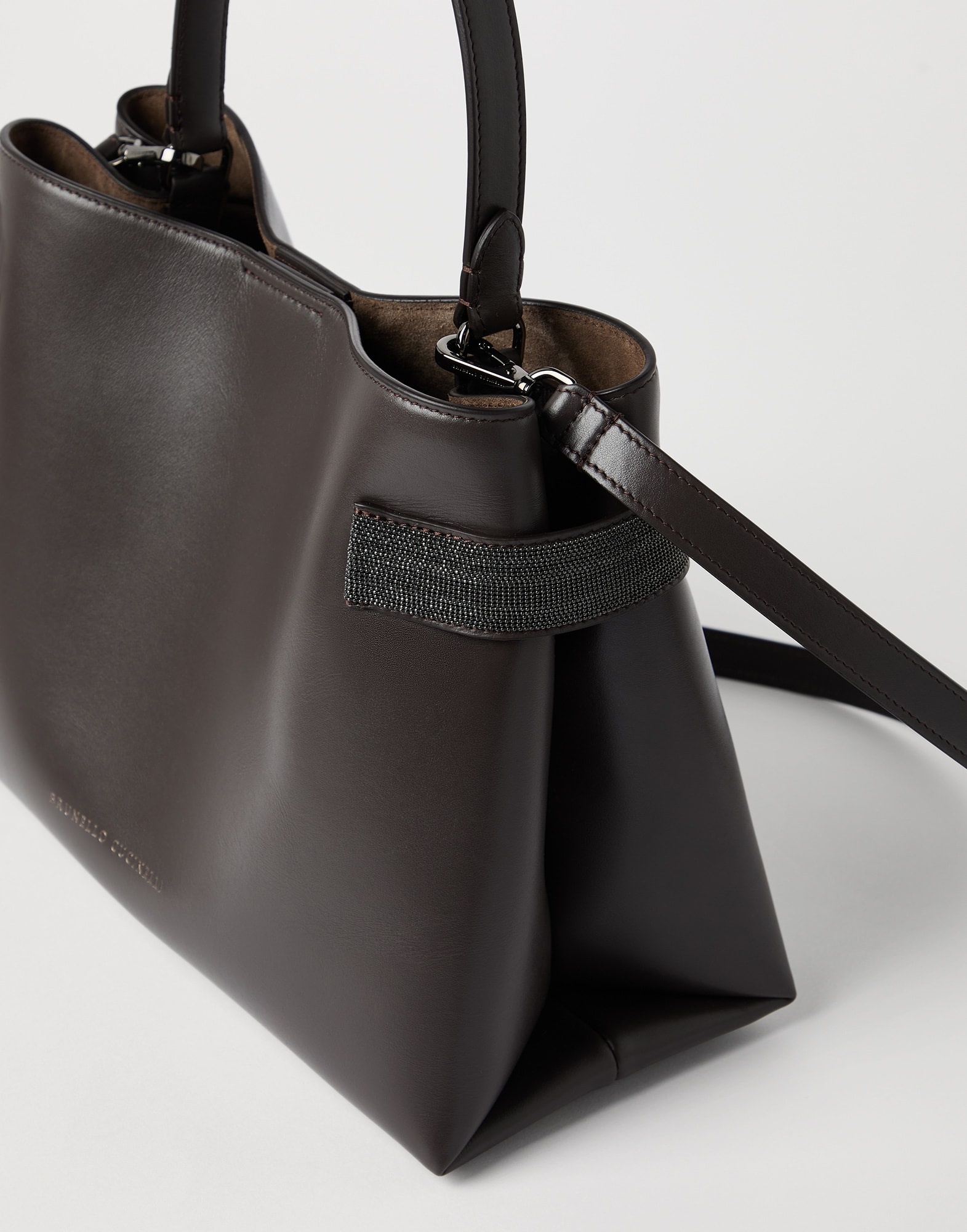 Essence top-handle bag in calfskin with precious bands - 3