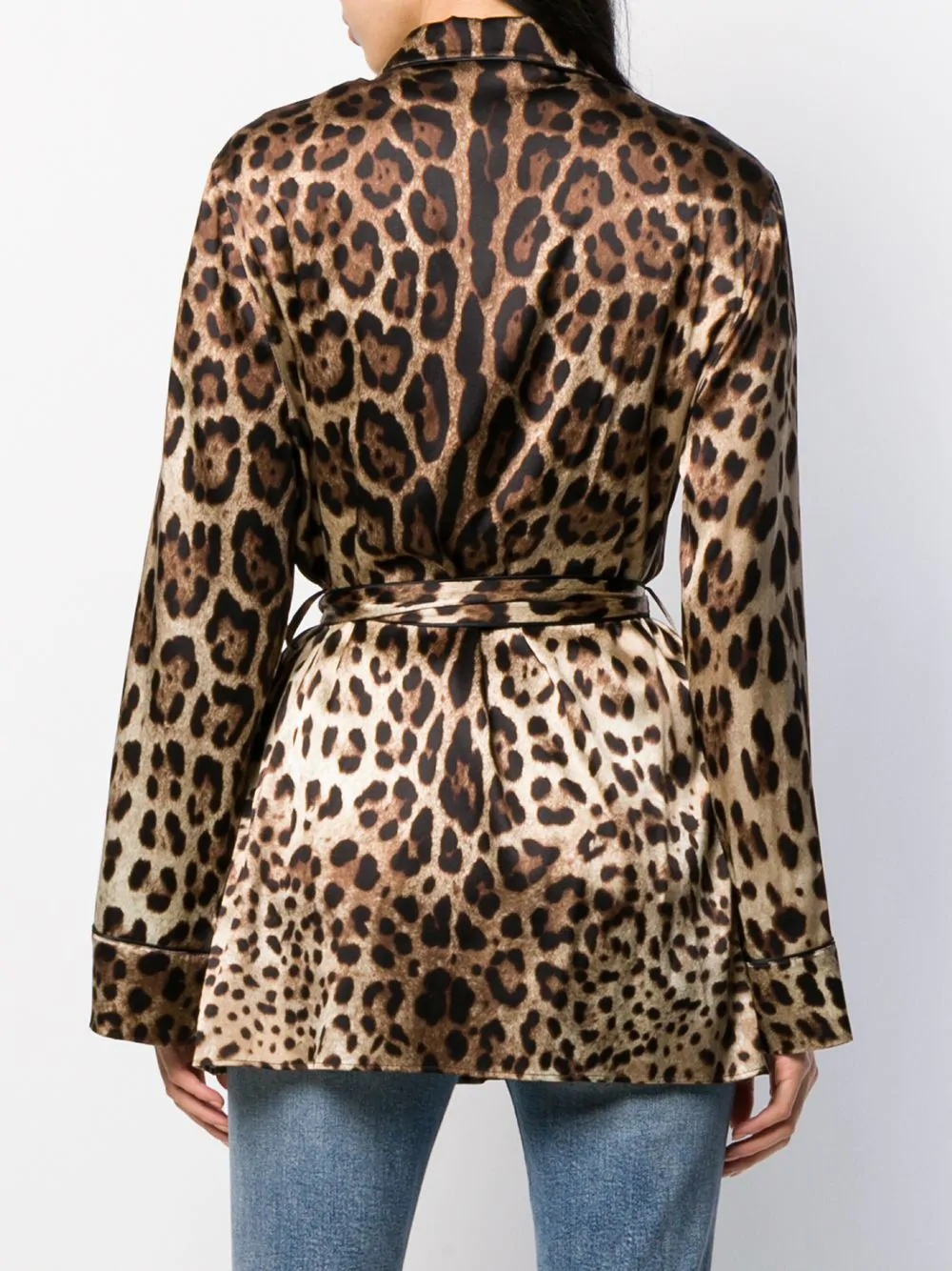 leopard-print satin pajama shirt - 4