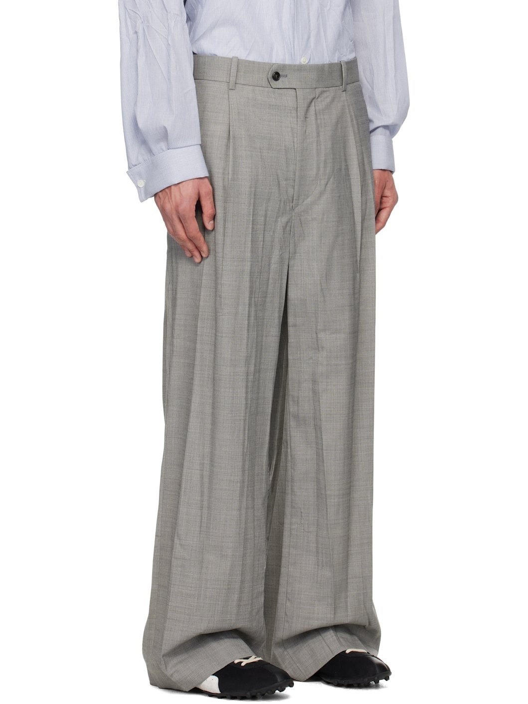 Gray Crinkled Trousers - 2