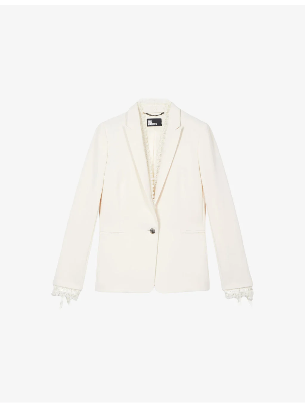 Single-Breasted Lace-Trim Woven Blazer - 1