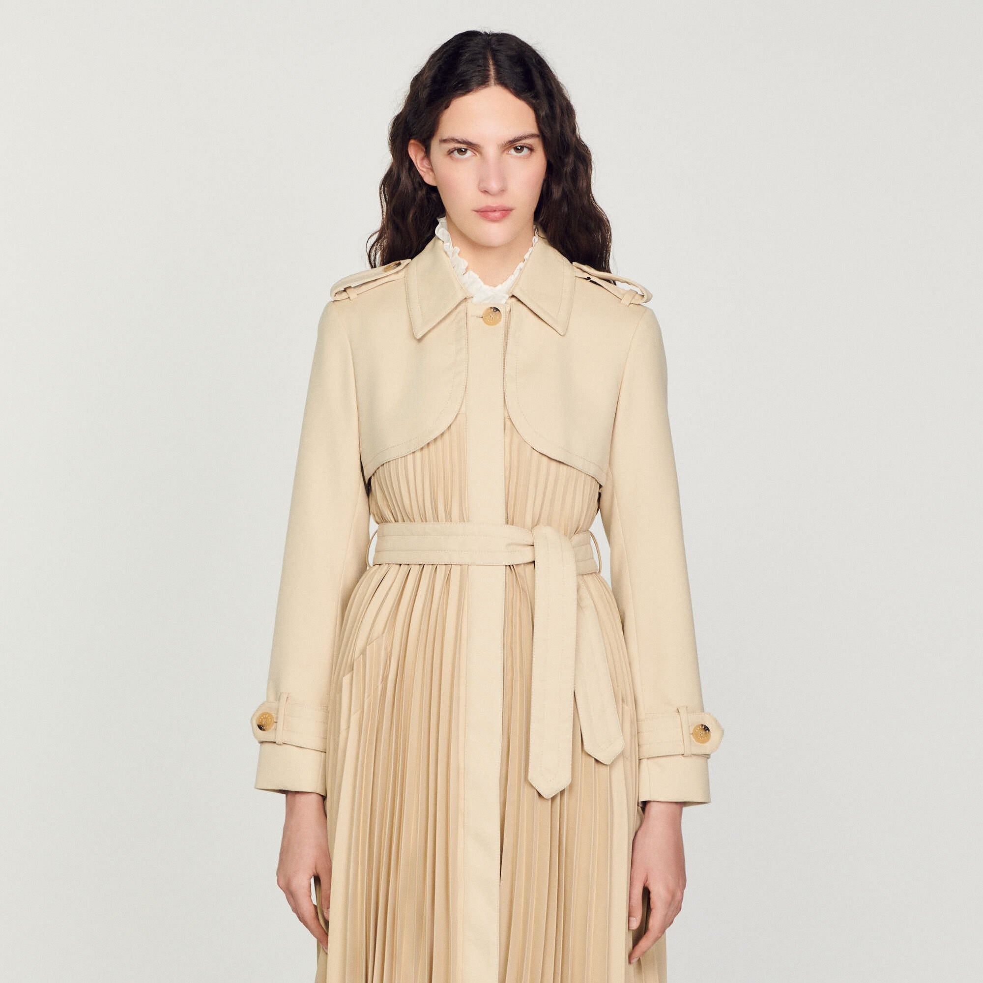 PLEATED TRENCH COAT WITH BELT - 5
