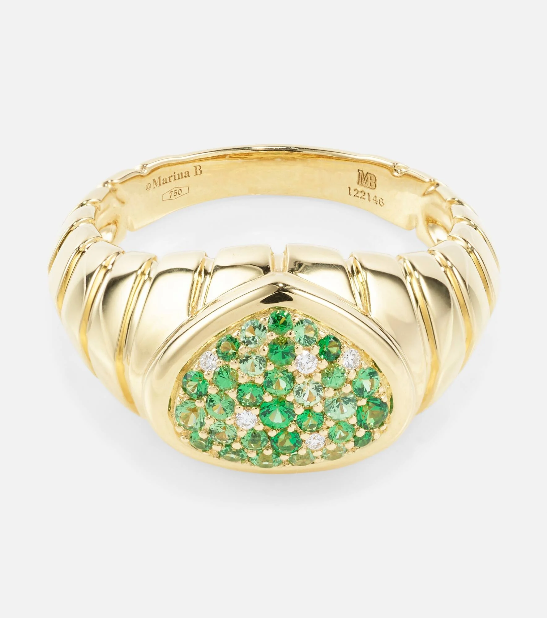 Timo 18kt gold ring with tsavorites and diamonds - 1