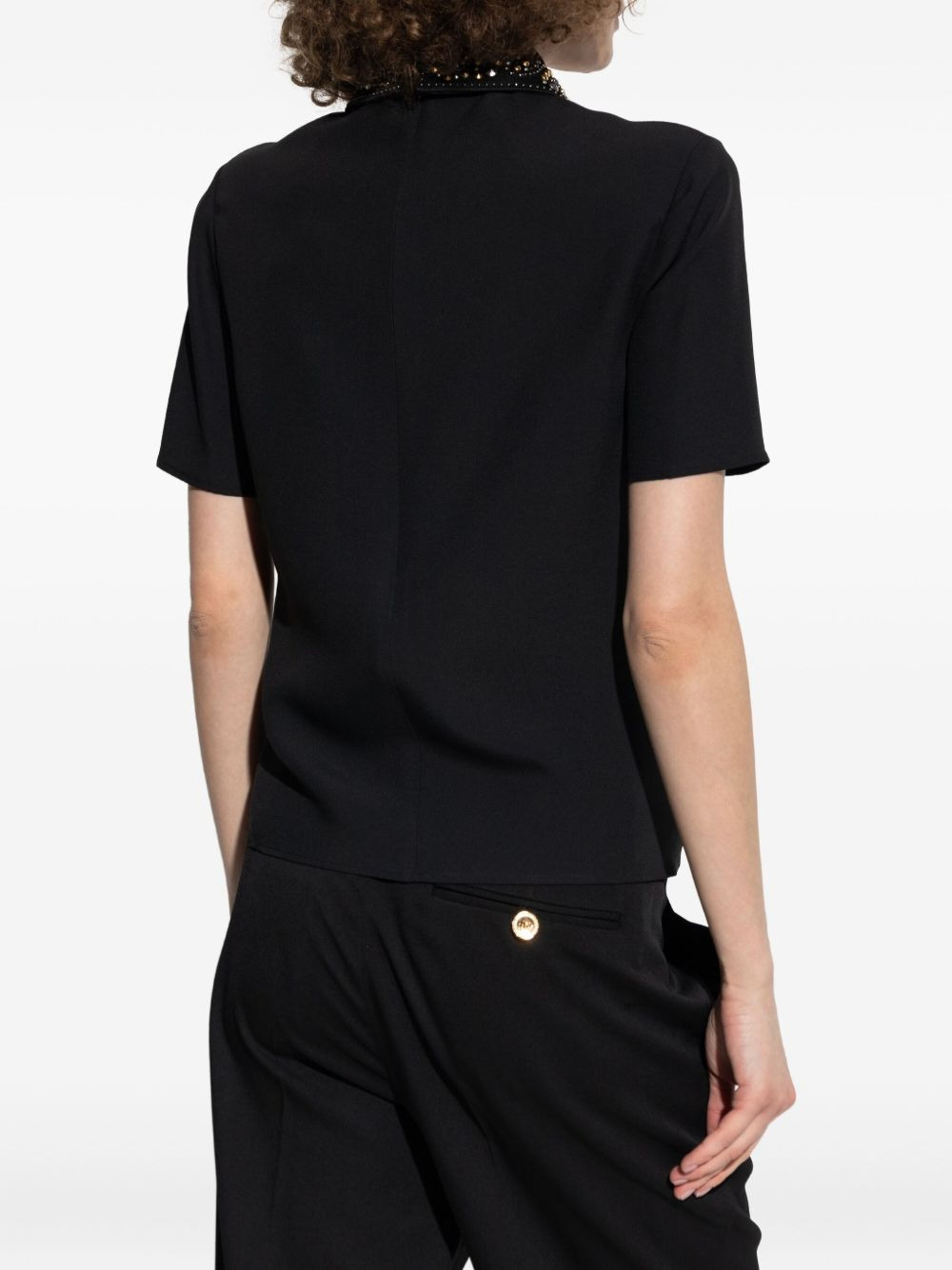 embellished-collar short-sleeve blouse - 4