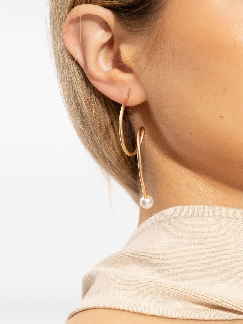 Cult Gaia Tazia pearl-embellished twisted hoop earrings outlook