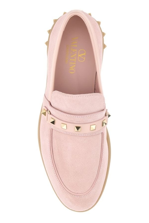 Pastel pink suede loafers - 4